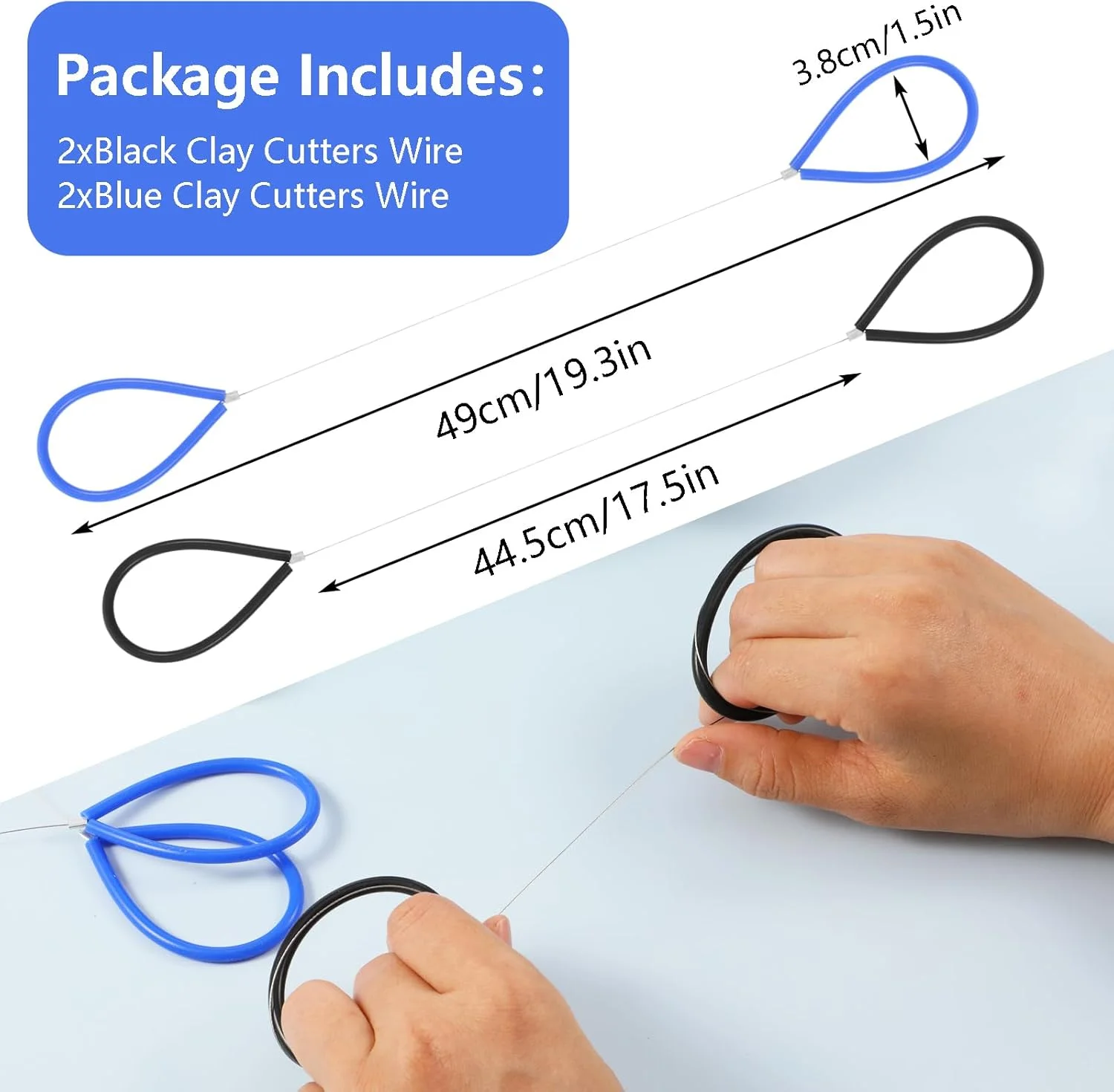 مجموعه 4 عددی سیم برش سفال Molain، ابزار برش سفال با سیم فولادی به همراه دسته لاستیکی، مناسب برای هنرمندان سفال، مجسمه سازی، برش خمیر و صنایع دستی