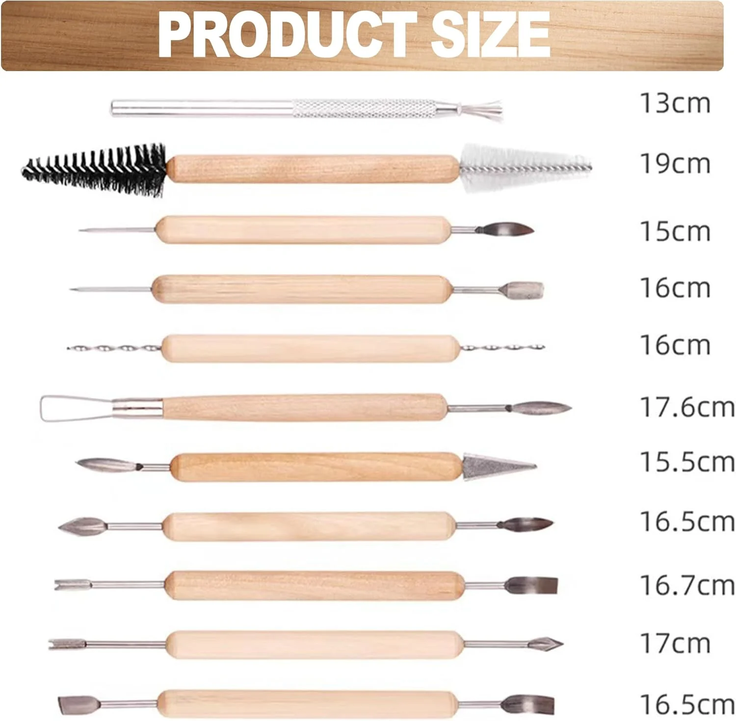 مجموعه ابزار مجسمه سازی رُس 11 تکه LINPHCEY - کاربری آسان، مجموعه حکاکی سفال و پلیمر دو طرفه با دستگیره راحت - ابزارهای ایده آل برای رُس اسکالپی و رُس مدل سازی، ایده آل برای کودکان و بزرگسالان