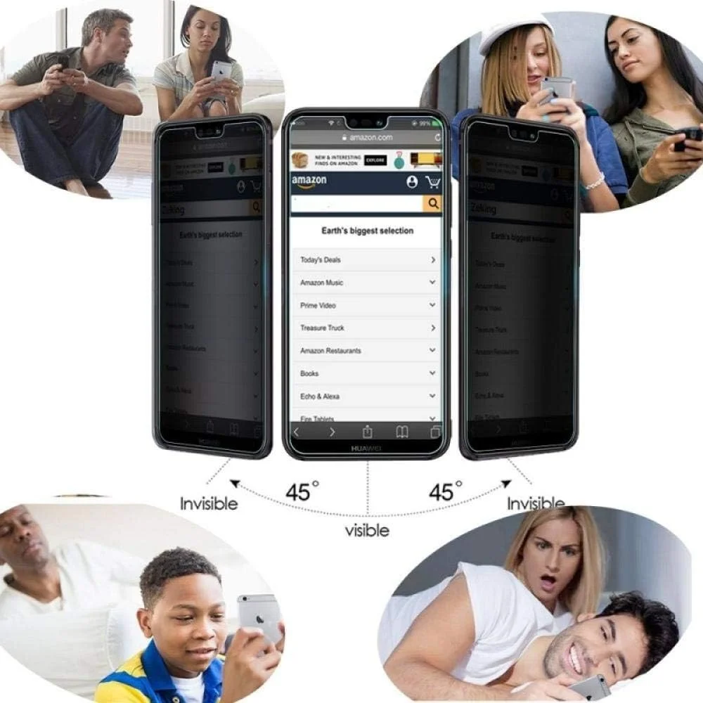 محافظ صفحه نمایش شیشه ای حریم خصوصی MIBQM بسته 3 عددی: برای گوشی های هوآوی Honor 10 9 P Smart Plus، محافظ صفحه نمایش شیشه ای حرارت دیده، فیلم محافظ صفحه نمایش 9H ضد دید، برای هوآوی نوا 4 3 3i - برای هوآوی نوا 3i