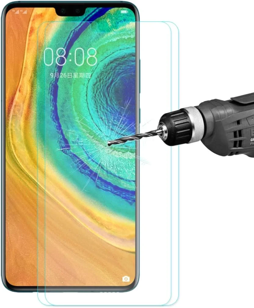 محافظ صفحه نمایش LCD مدل ZCLINXHEFSDSS، 2 عدد فیلم شیشه ای حرارت دیده 0.26 میلی متری 9H 2.5D با لبه منحنی Hat-prince برای HUAWEI Mate 30، فیلم شیشه ای تقویت شده