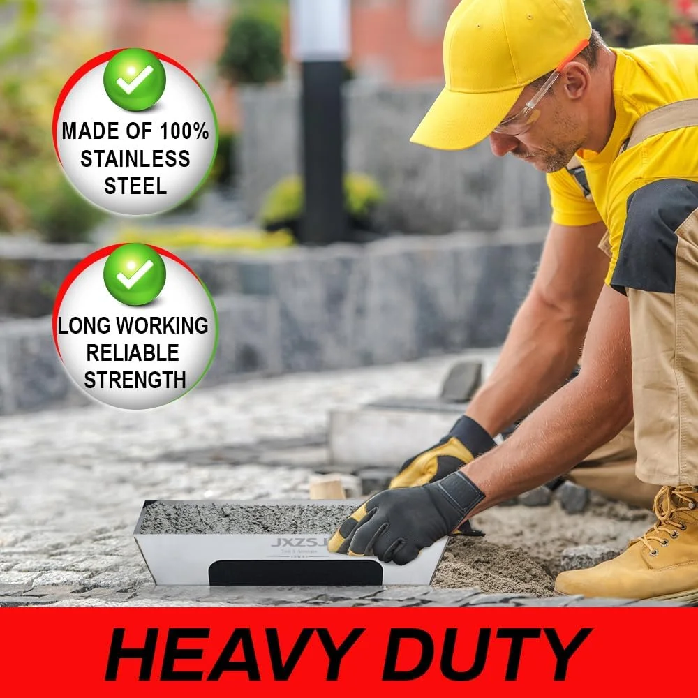 ظرف گِل استیل JXZSJ - ساختار بادوام، ابزار دکوراسیون و سفالگری، تمیز کردن آسان و سازگار با محیط زیست. مناسب برای مخلوط کردن سیمان، ملات، بتونه و رنگ، ظرف گِل 14 اینچ