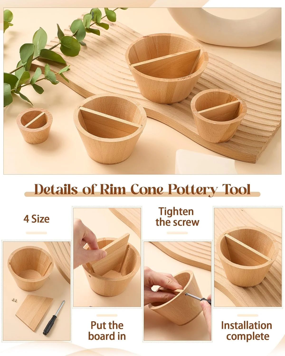 ابزار مخروطی لبه سفالگری کولینگمیل، 4 عددی، ابزار شکل دهی سفالگری چوبی، 4 سایز، ابزار شکل دهنده لبه سفالگری، ابزار پیرایش سفالگری، لوازم سفالگری، ابزار سفالگری برای تعمیر لبه لیوان، کاسه، شکل لبه سرامیکی ابزار مخروطی لبه سفالگری کولینگمیل، 4 عددی، ابزار شکل دهی سفالگری چوبی، 4 سایز، ابزار شکل دهنده لبه سفالگری، ابزار پیرایش سفالگری، لوازم سفالگری، ابزار سفالگری برای تعمیر لبه لیوان، کاسه، شکل لبه سرامیکی