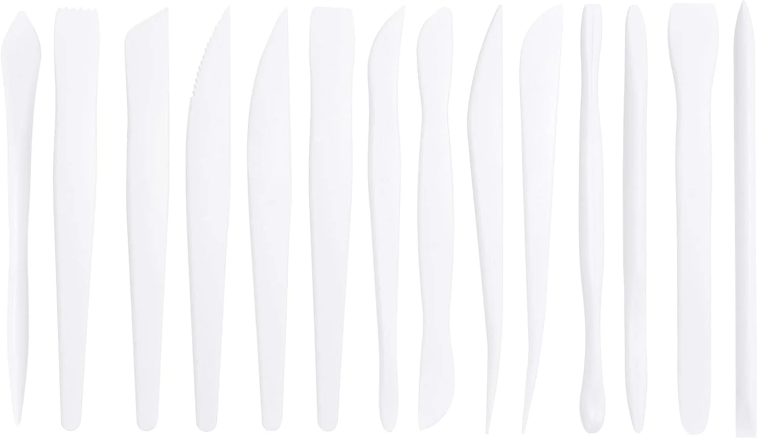 مجموعه 14 عددی ابزار سفالگری پلاستیکی QUARKZMAN، ست مدل‌سازی دو طرفه، ابزار مدل‌سازی خاک رس، حکاکی سرامیک برای شکل‌دهی، برش، تزئین، برجسته‌سازی، سفید