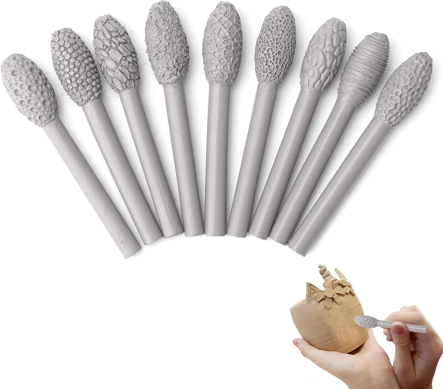 مجموعه ابزار بافت HAASIKI برای هنر سفالگری، یک مجموعه، کیت غلتک های طرح دار مدل سازی خاک رس، غلتک های دستی منقوش بافت دار برای صنایع دستی