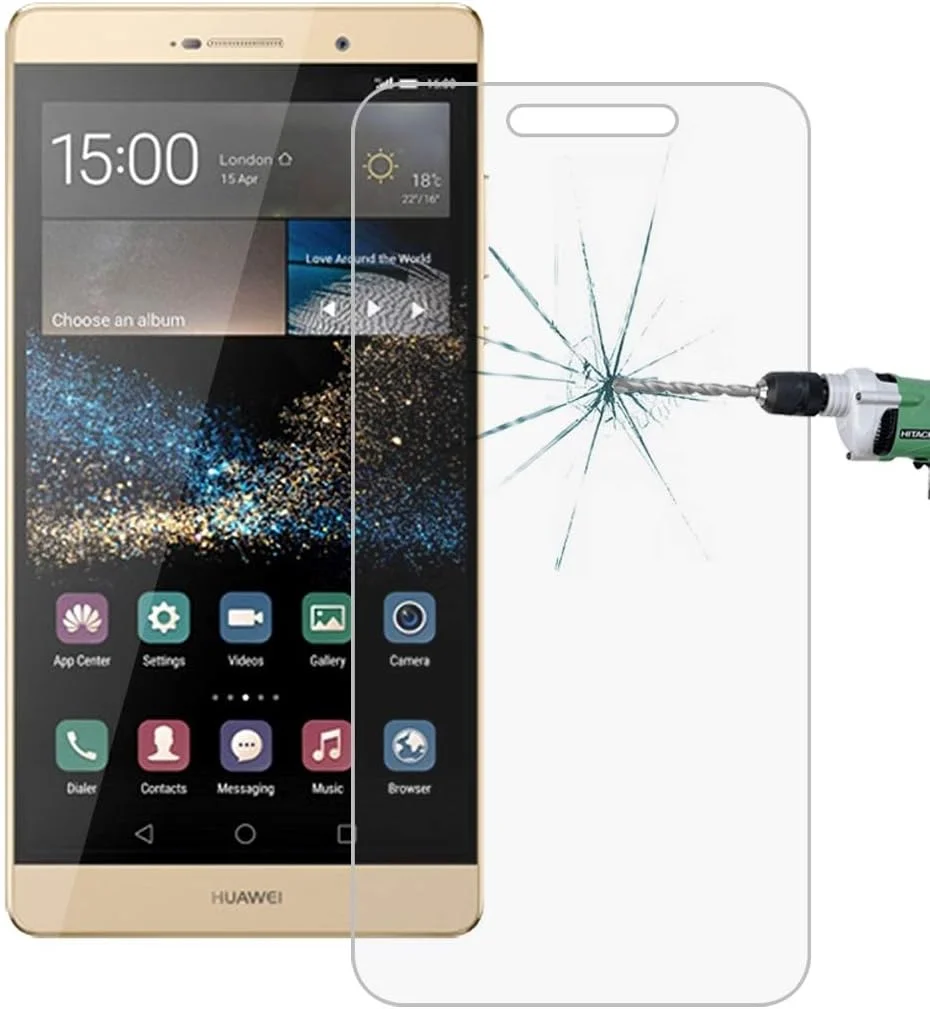 محافظ صفحه نمایش LCD ده عددی برای Huawei P8، ضخامت 0.26 میلی متر، سختی سطح 9H، شیشه حرارت دیده 2.5D ضد انفجار، فیلم شیشه ای تقویت شده