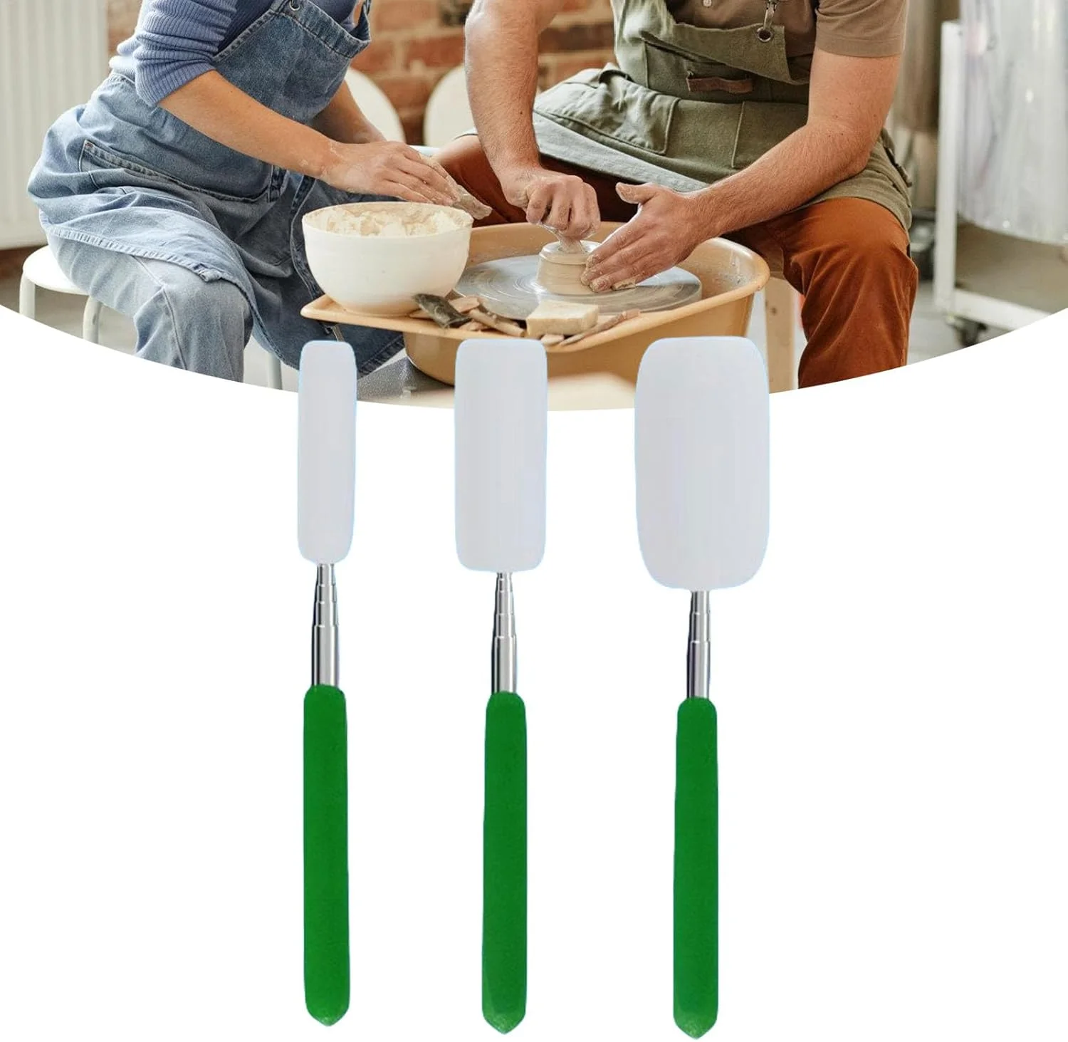 ست 3 عددی اسفنج تلسکوپی YUELER، ابزار اسفنجی سفالی برای حذف آسان آب اضافی از ظروف سفالی بلند یا باریک