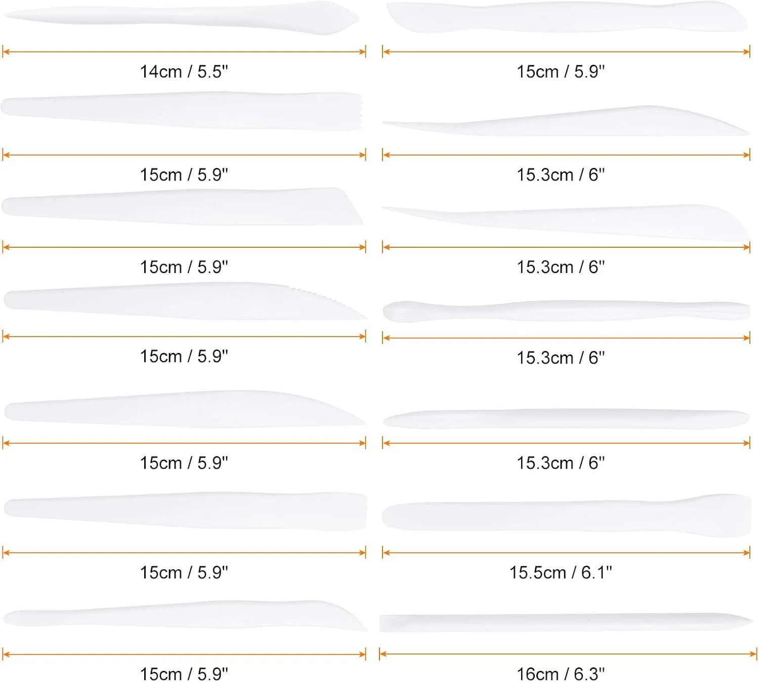 مجموعه 14 عددی ابزار سفالگری پلاستیکی QUARKZMAN، ست مدل‌سازی دو طرفه، ابزار مدل‌سازی خاک رس، حکاکی سرامیک برای شکل‌دهی، برش، تزئین، برجسته‌سازی، سفید