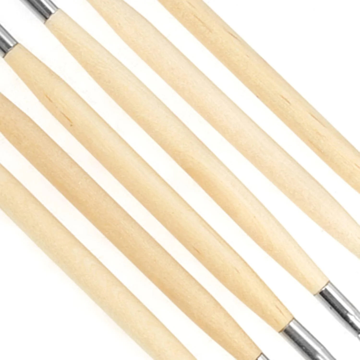 ست 6 عددی ابزار مجسمه سازی و حکاکی دو طرفه موم، خاک رس و سفال با دسته چوبی برای طراحی جواهرات