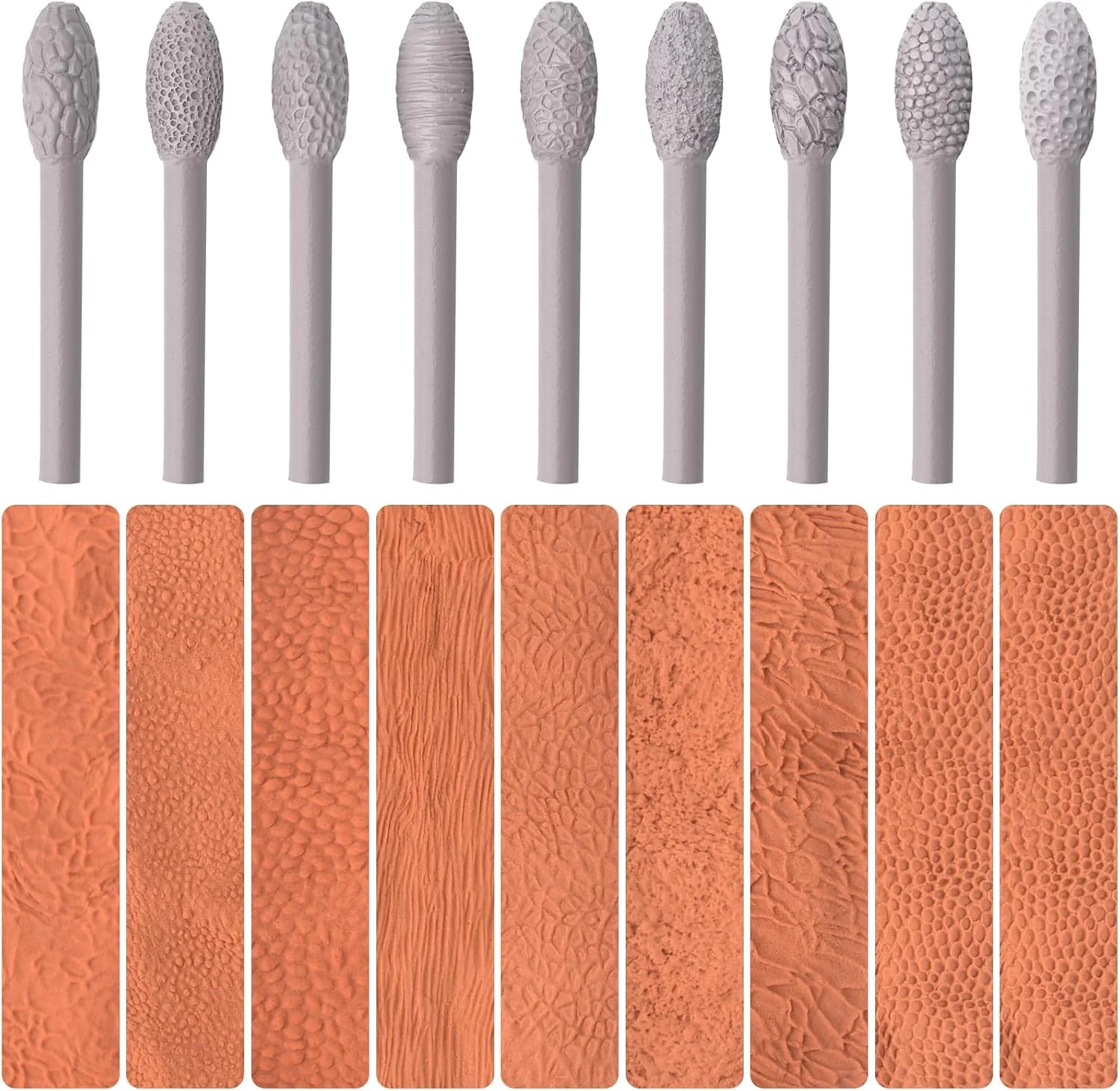 مجموعه ابزار بافت HAASIKI برای هنر سفالگری، یک مجموعه، کیت غلتک های طرح دار مدل سازی خاک رس، غلتک های دستی منقوش بافت دار برای صنایع دستی