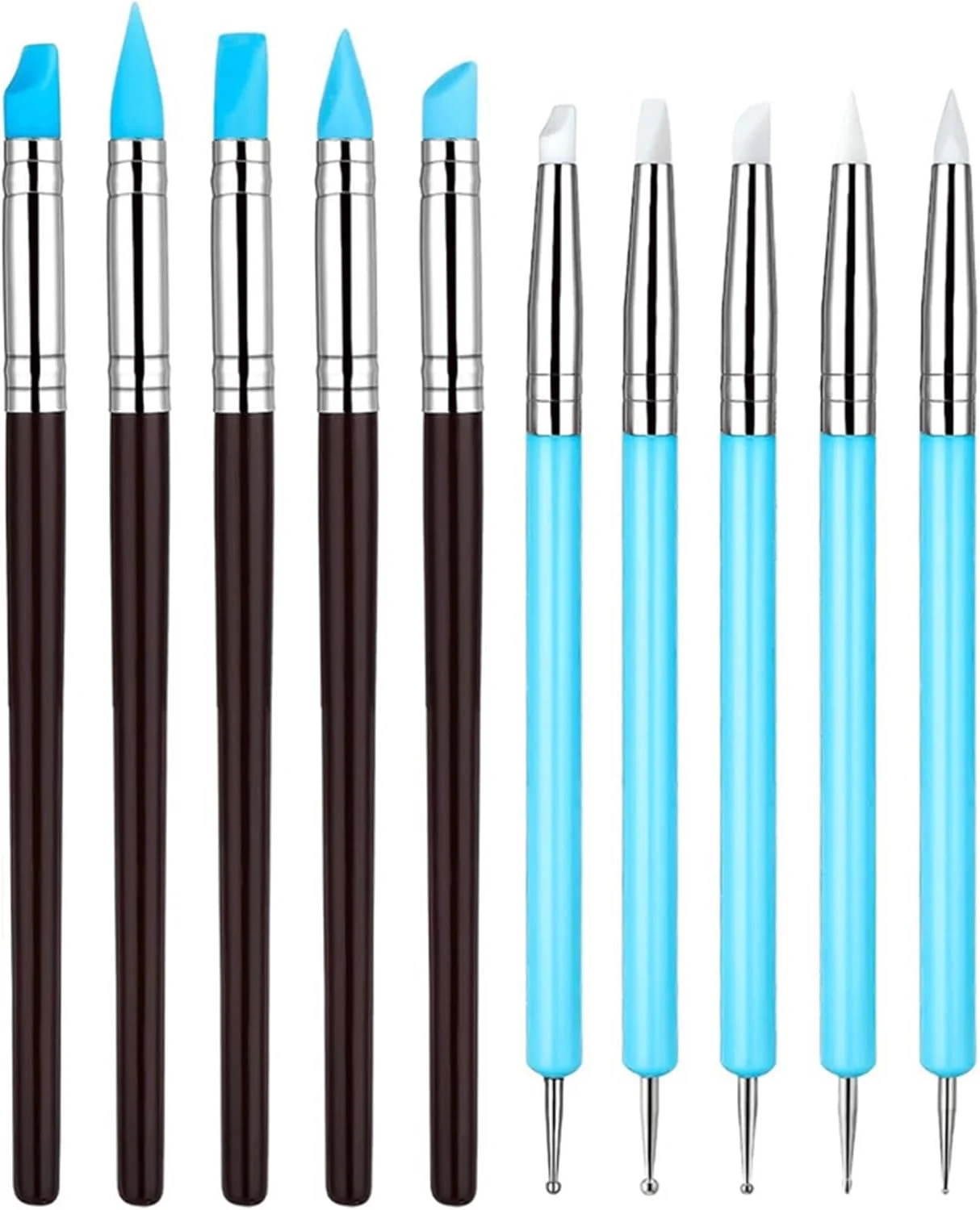 مجموعه 10 عددی ابزار مجسمه سازی خاک رس Wmzjnljy، قلم ابزار مجسمه سازی خاک رس پلیمری سیلیکونی برای صنایع دستی سفالگری، سنگ، ناخن، ترکیب، طراحی صنایع دستی DIY، سفالگری مجسمه سازی 9Z107-1)