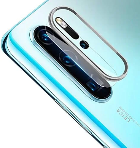 حلقه محافظ لنز دوربین فلزی ضد خش گوشی موبایل + مجموعه فیلم محافظ لنز دوربین عقب برای Huawei P30 Pro (مشکی) Yyq (رنگ: نقره ای)