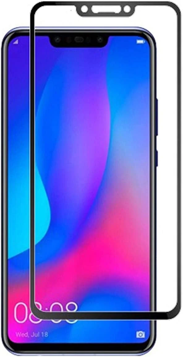 محافظ صفحه نمایش شیشه ای حرارت دیده با پوشش کامل سه بعدی و لبه های منحنی به همراه قاب مشکی رنگ برای گوشی هوآوی نوا 3i سایز 6.3 اینچ