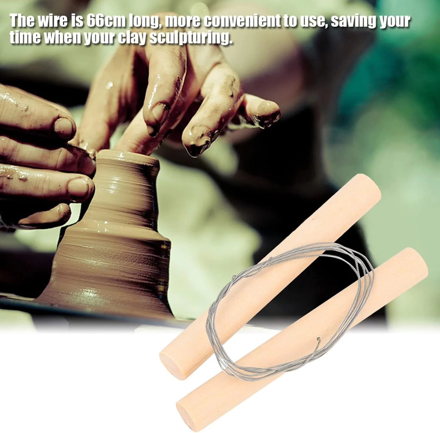 سیم برش سفالی قابل حمل با دسته، ابزار مجسمه سازی خاک رس، ابزار سرامیکی، سیم برش سفالگری، لوازم هنری و صنایع دستی