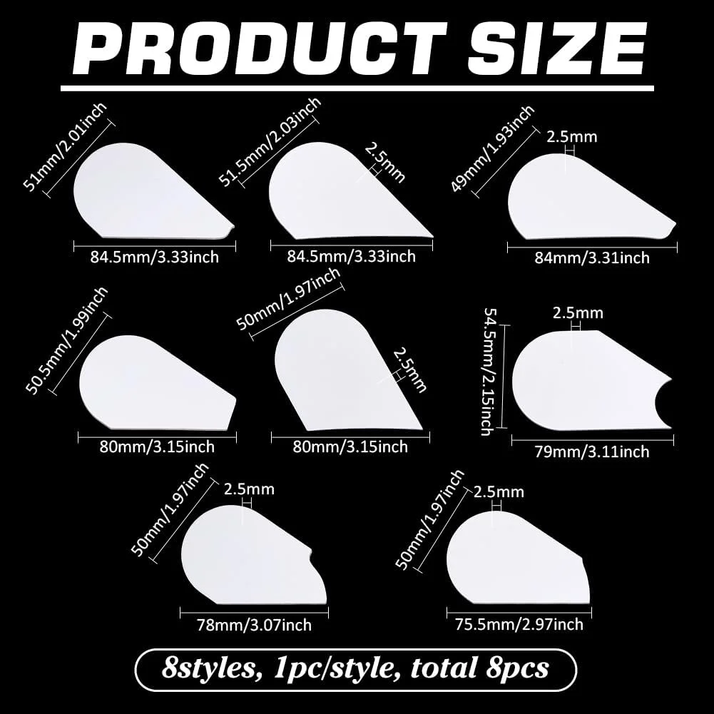 مجموعه 8 عددی ابزار هنری بافت‌دار سفالگری FINGERINSPIRE - مجموعه تخته‌های گوه ای رسی اکریلیک 8 سبک برای سرامیک، مجسمه‌سازی و حکاکی، ابزار شکل‌دهی و آماده‌سازی پایه سفالی گرد تخت سفید برای صنایع دستی رسی