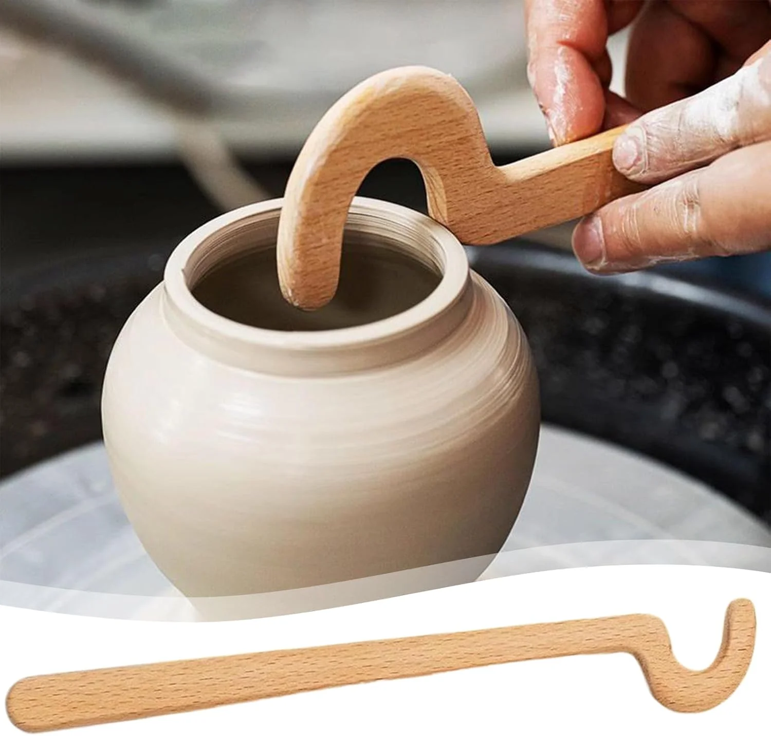 ابزار پرداخت سفالگری | ابزار مجسمه سازی خاک رس سفالی چوبی | میله مدل سازی حرفه ای با دستگیره ارگونومیک برای کار مجسمه سازی، استفاده از لعاب و ساخت دستی