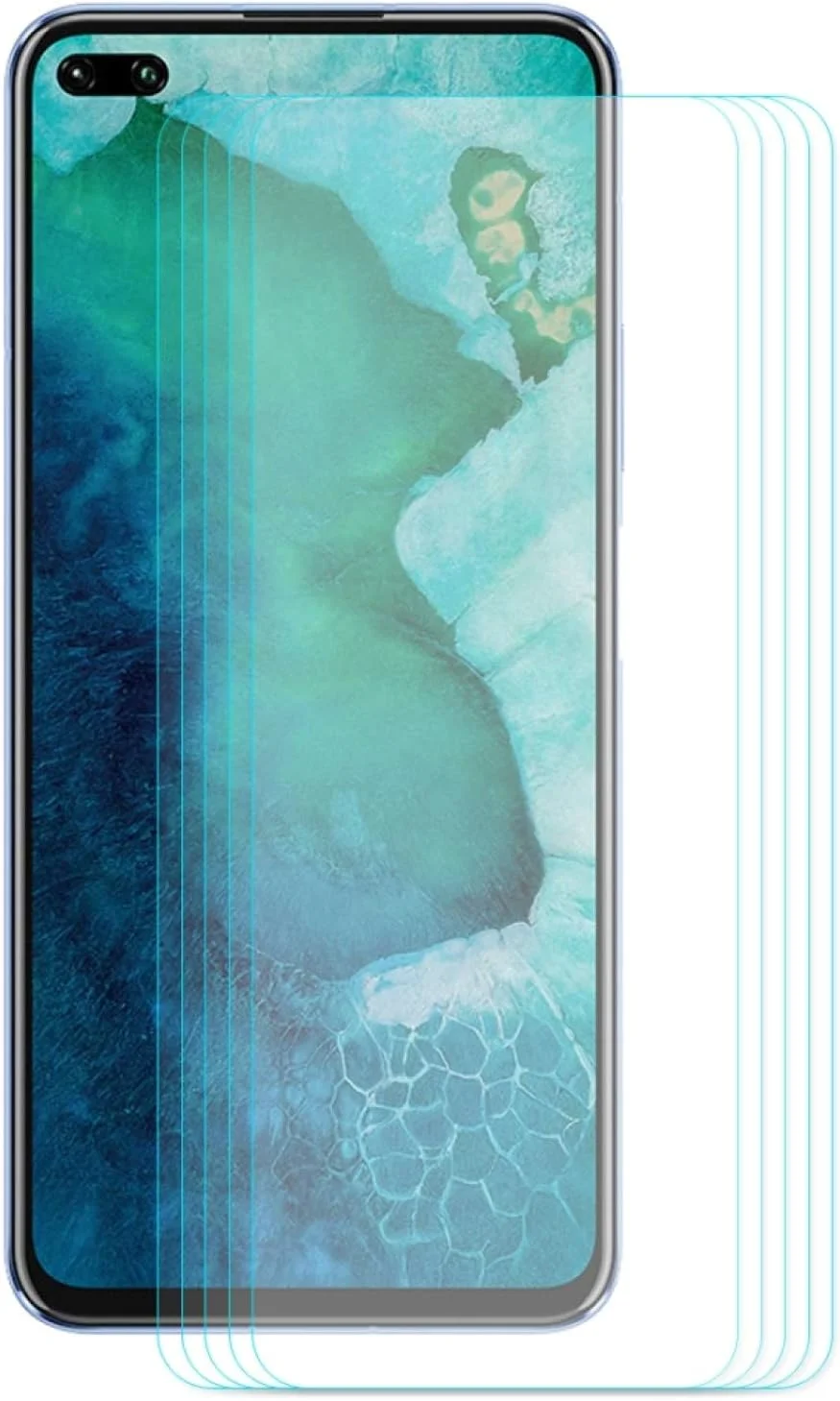 محافظ صفحه نمایش ال سی دی برای هوآوی Honor V30 / V30 Pro، 5 عدد، Hat-prince، ضخامت 0.26 میلی متر، شیشه حرارت دیده 9H با لبه منحنی 2.5D، فیلم شیشه ای تقویت شده