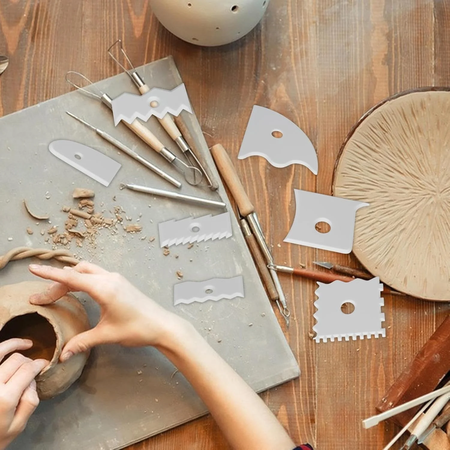 ابزار پرداخت سفال | مجموعه 7 عددی ابزار پرداخت سرامیک برای سفالگری - لوازم صنایع دستی خراشنده حکاکی دقیق برای کلاس درس هنر، بزرگسالان، مبتدیان، علاقه مندان، پروژه های هنری مدل سازی