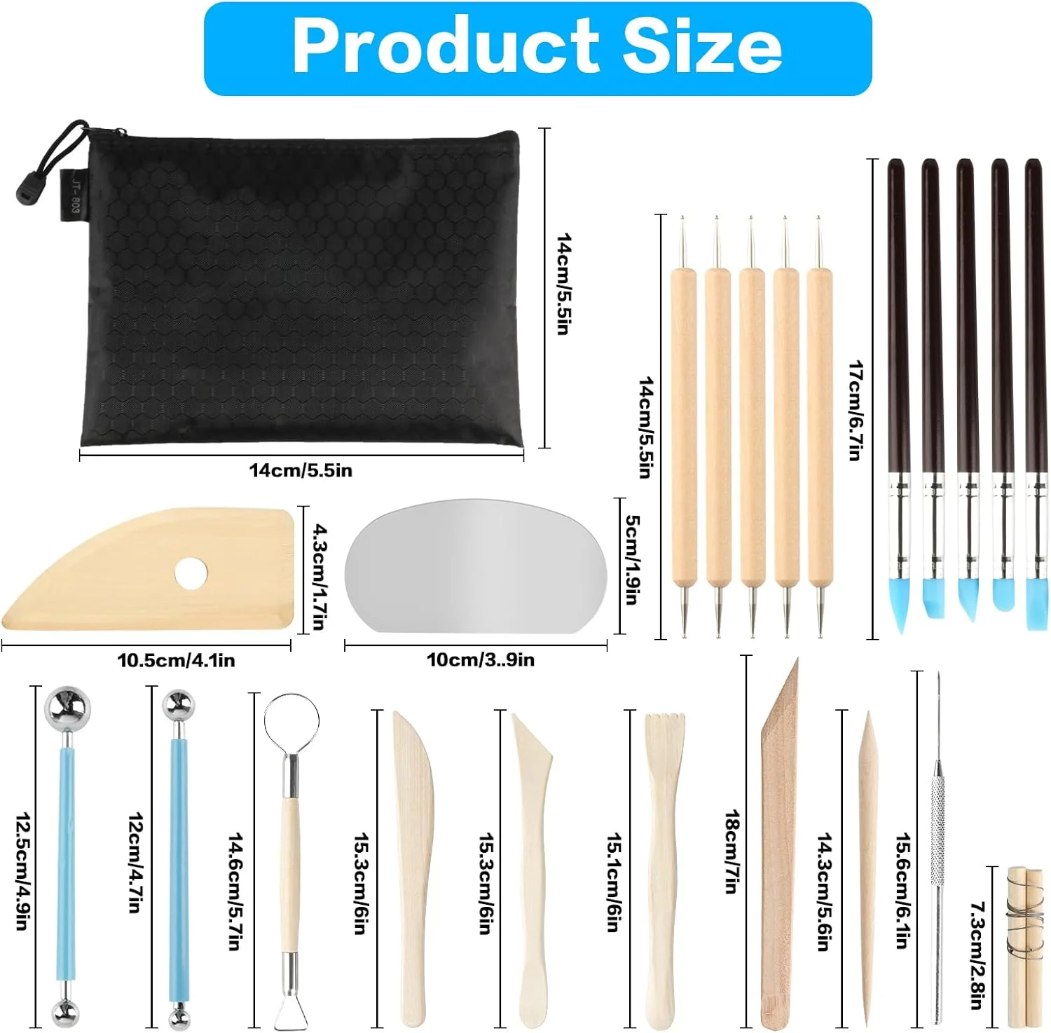 ست ابزار مدل سازی 23 تکه، ست ابزار سفالگری، ابزار مدل سازی، ابزار سفالگری، ست ابزار مجسمه سازی، ست ابزار سرامیک، ابزار سفالگری، ابزار مجسمه سازی، لوازم جانبی ابزار سفالگری پلیمری