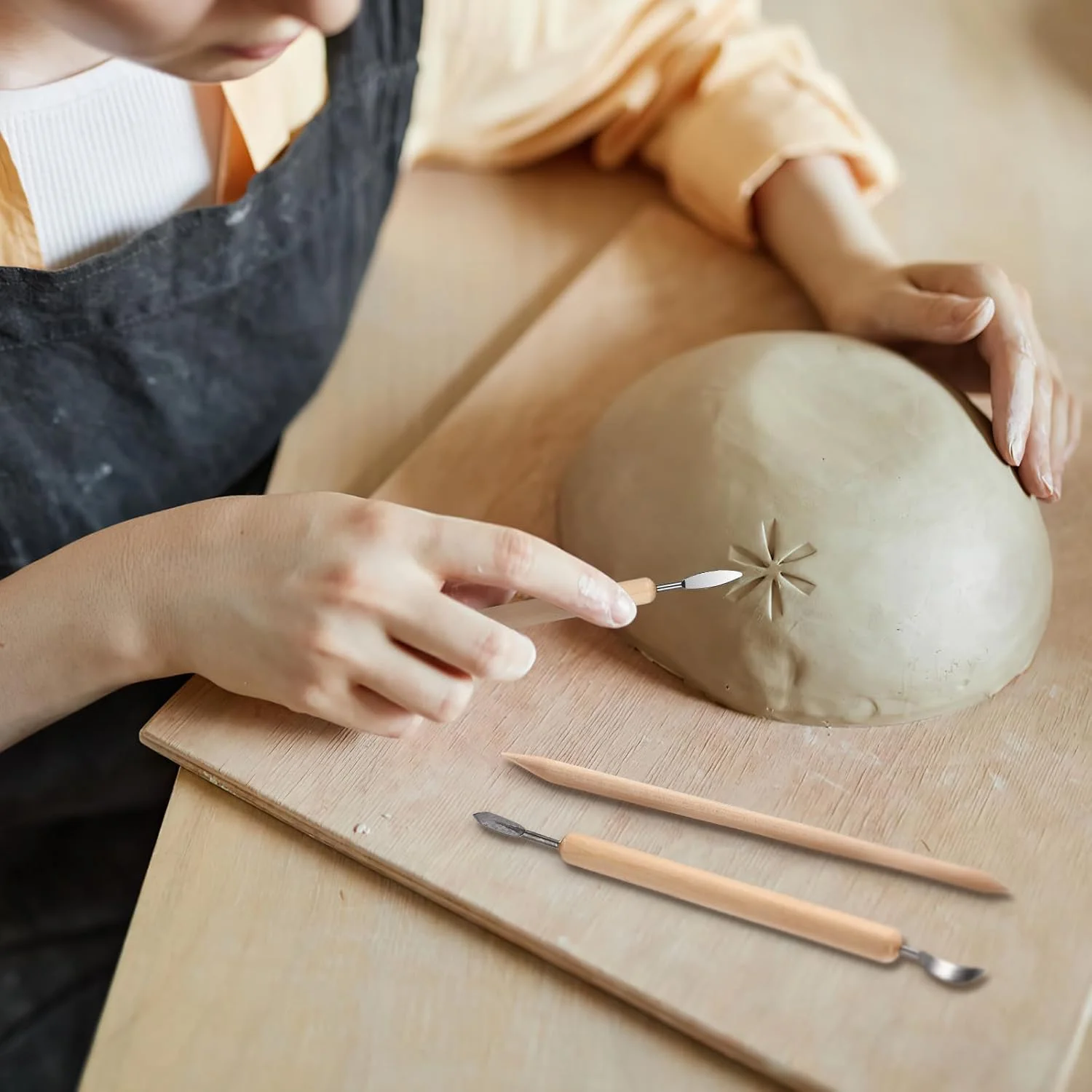 مجموعه ابزار سفالگری حرفه ای 14 در 1 BESPORTBLE، مجموعه ابزار مجسمه سازی چوبی و فلزی برای مجسمه ها و کارهای رسی، چند منظوره برای استفاده روزمره