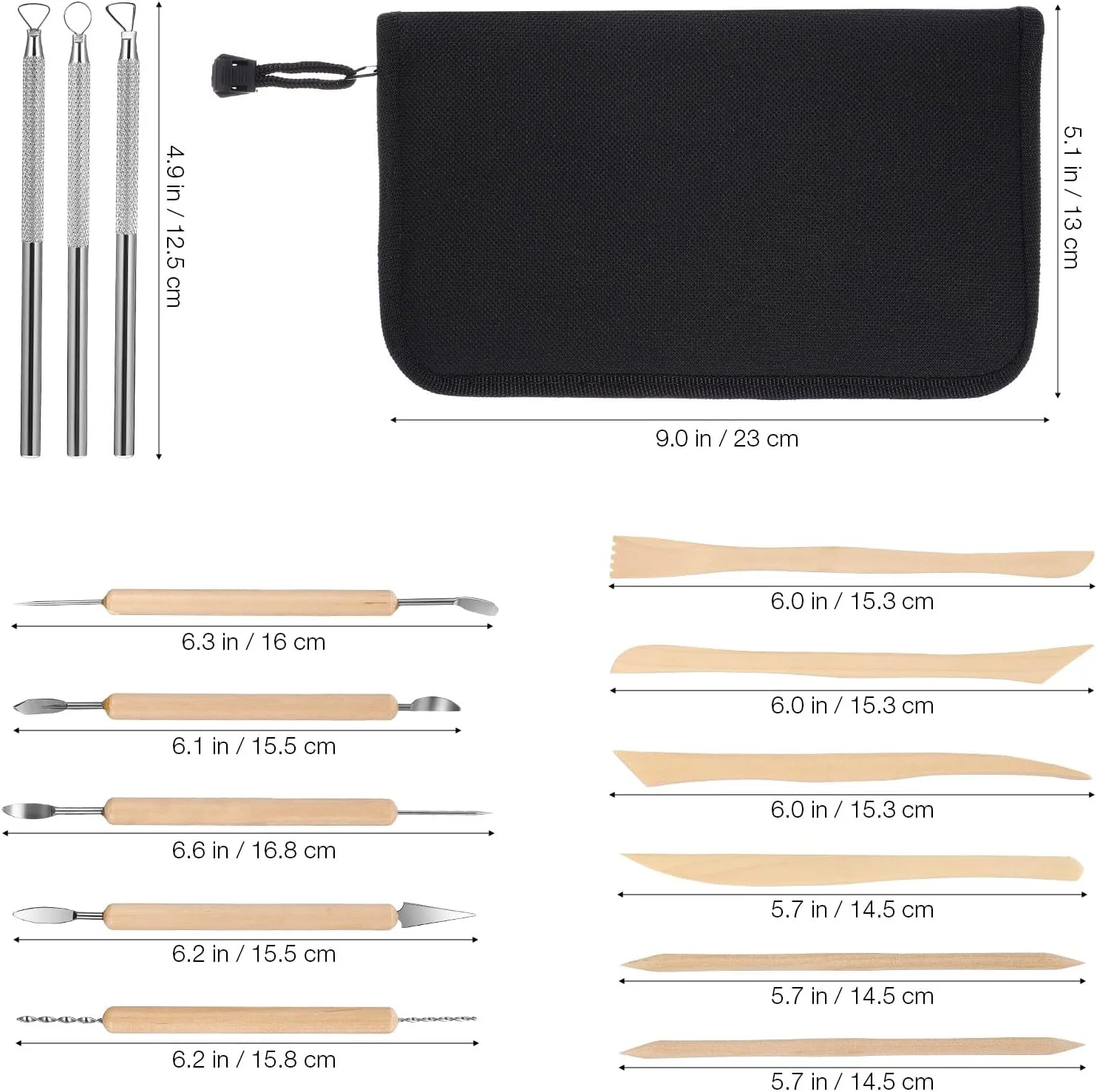 مجموعه ابزار سفالگری حرفه ای 14 در 1 BESPORTBLE، مجموعه ابزار مجسمه سازی چوبی و فلزی برای مجسمه ها و کارهای رسی، چند منظوره برای استفاده روزمره