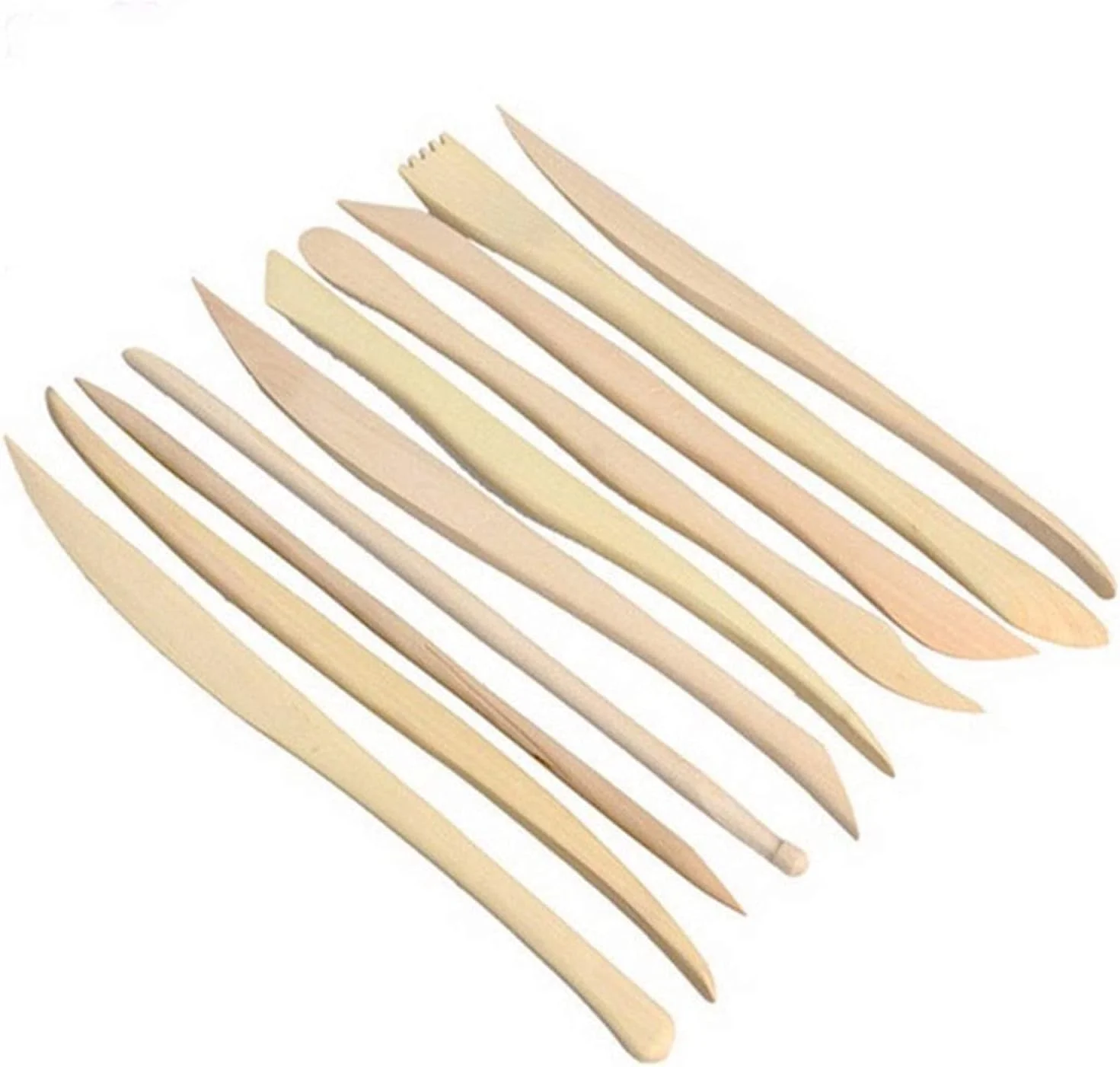 ابزار مجسمه سازی خاک رس، ست ابزار مدل سازی و حکاکی سفال و سرامیک چوبی دو طرفه