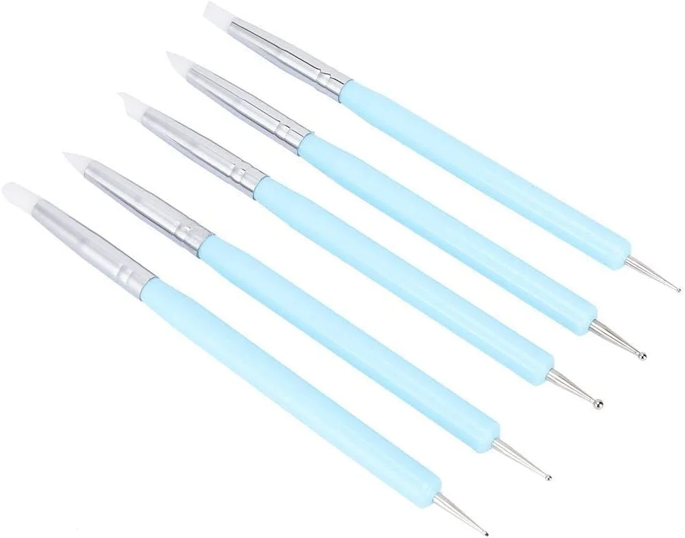 ست 5 عددی ابزار سفالگری، ابزار مجسمه سازی هنری سفالگری، ابزار مجسمه سازی سر سیلیکونی خاک رس سفالگری، ابزار صنایع دستی مجسمه سازی هنری