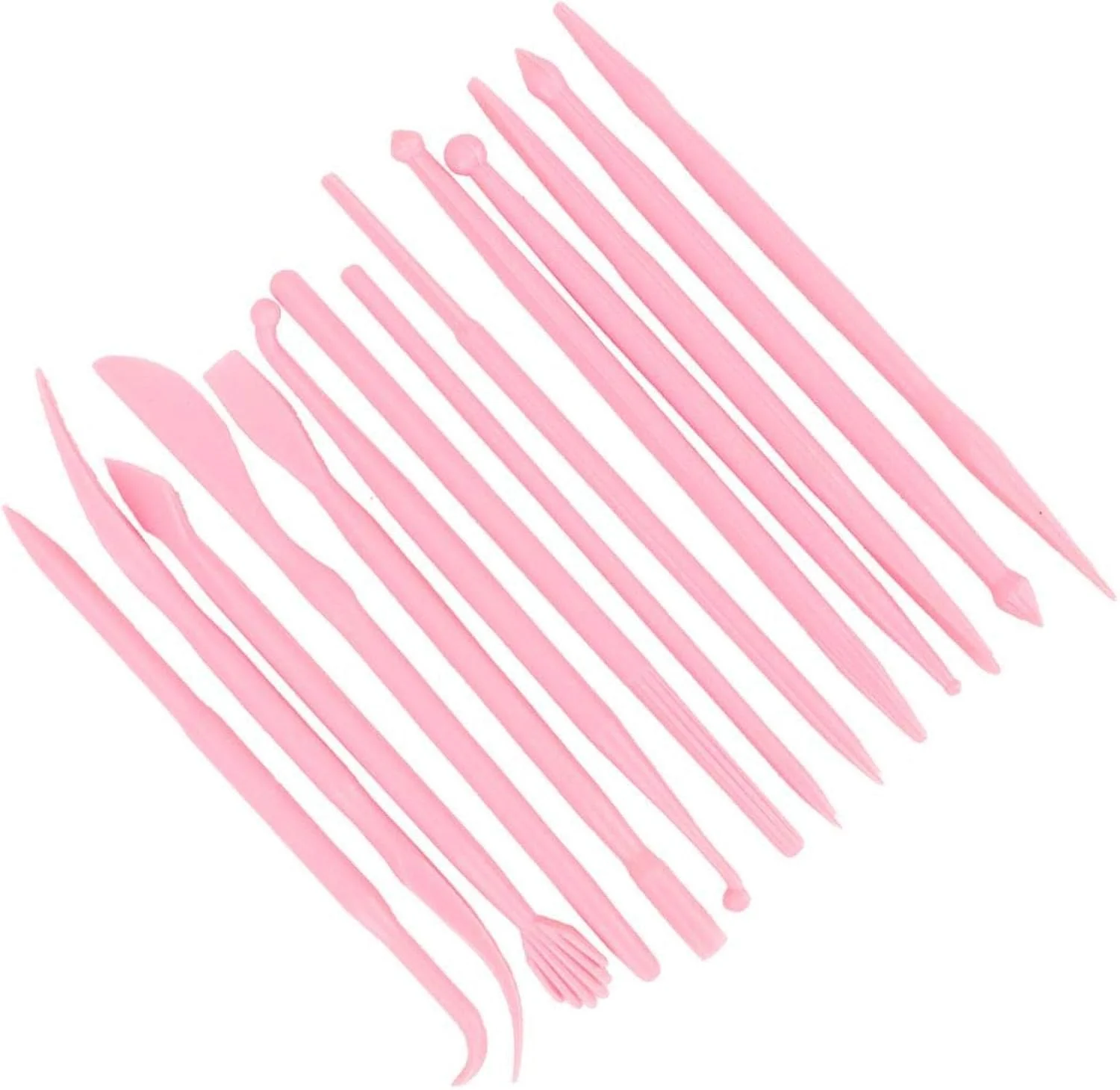 ست 14 عددی ابزار مجسمه سازی حرفه ای خاک رس، ابزار حکاکی سفالگری برای بزرگسالان، مبتدیان و کودکان (صورتی)