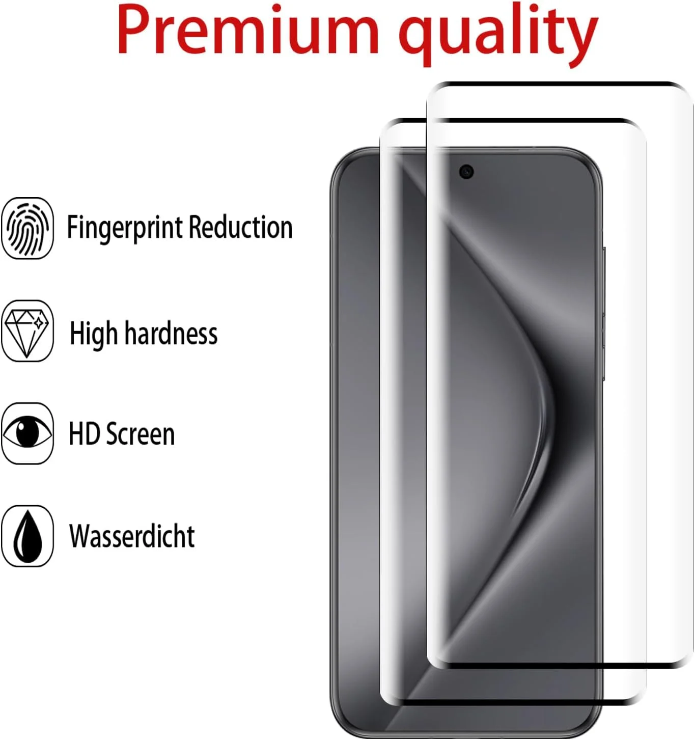 GMUJIAO [بسته 2+2 عددی] سازگار با Huawei P70 Pro، شامل محافظ صفحه نمایش شیشه ای حرارت دیده و محافظ لنز دوربین، محافظ شیشه ای حرارت دیده [بدون حباب][شفافیت HD] - مشکی