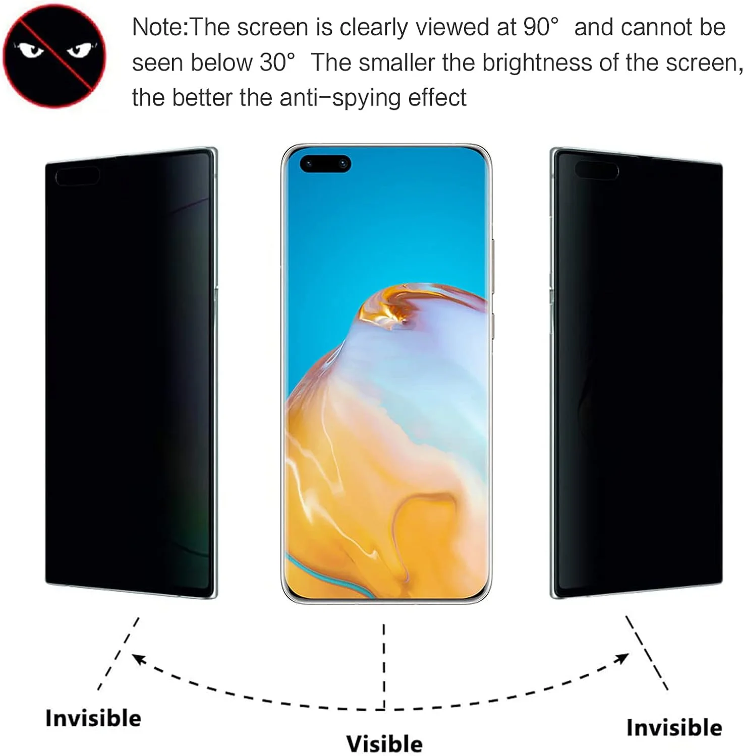 محافظ صفحه نمایش حریم خصوصی نرم MuHadJiya برای Huawei P40 Pro [بسته 4 عددی شامل 3 محافظ صفحه و 1 قاب گوشی TPU شفاف]، فیلم TPU انعطاف پذیر ضد جاسوسی جایگزین با قاب کریستالی (برای Huawei P40 Pro)