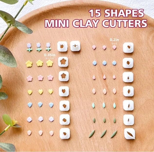 کنزون | کاتر های کوچک خمیر پلیمری | ابزار برش خمیر | ابزار ساخت گوشواره | ابزار برش خمیر برای ساخت جواهرات | رنگ ممکن است متفاوت باشد | مجموعه 15 عددی |