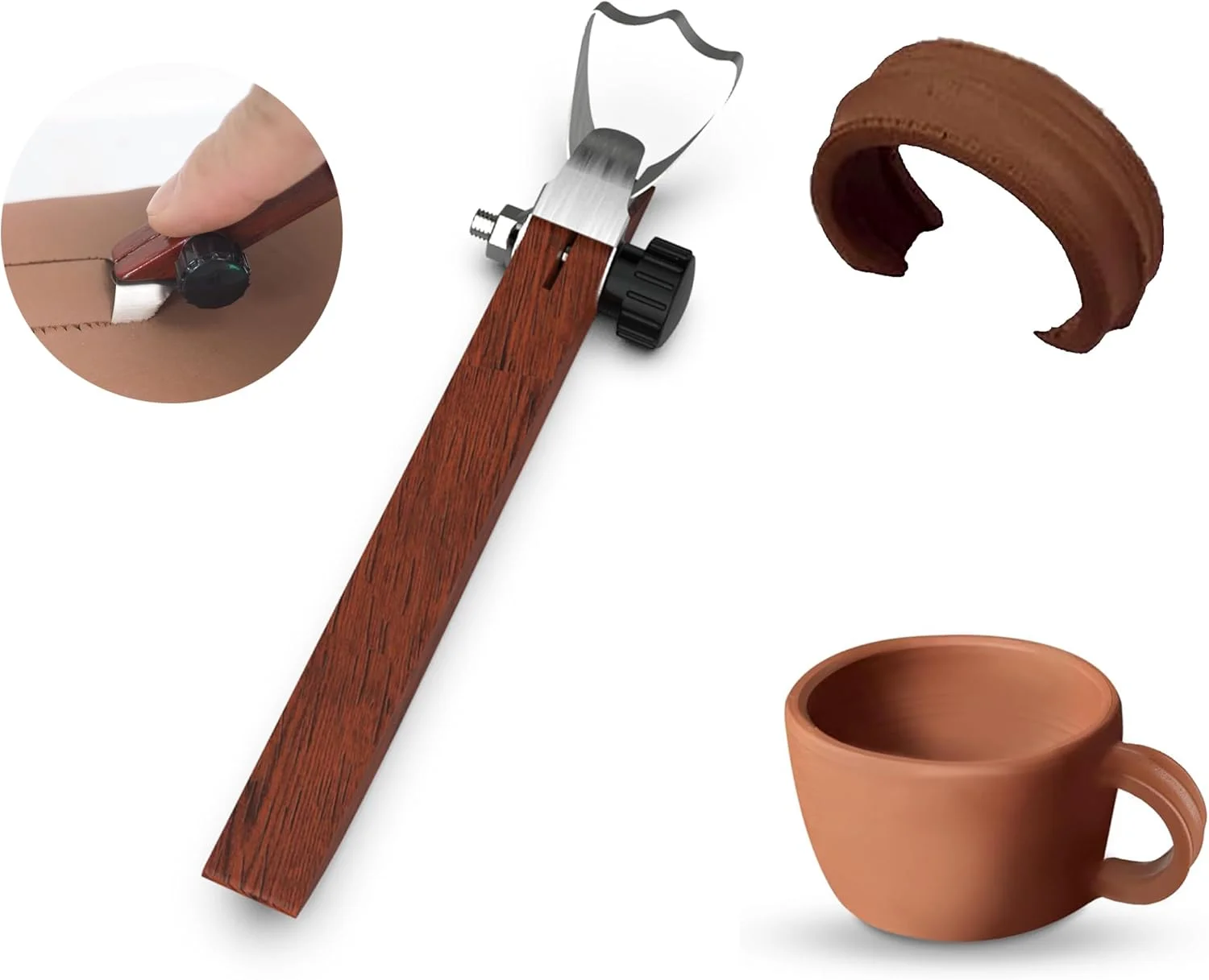 ابزار ساخت دسته سفالی GEOCCI، ابزار مجسمه‌سازی و تراشکاری سفال، ابزار شکل دهی دسته فنجان سفالی برای فنجان چای، لیوان، ظروف، دسته گلدان، برشگرهای خاک رس (مدل B)