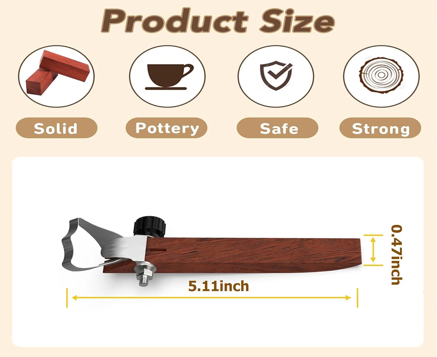 ابزار ساخت دسته سفالی GEOCCI، ابزار مجسمه‌سازی و تراشکاری سفال، ابزار شکل دهی دسته فنجان سفالی برای فنجان چای، لیوان، ظروف، دسته گلدان، برشگرهای خاک رس (مدل B)