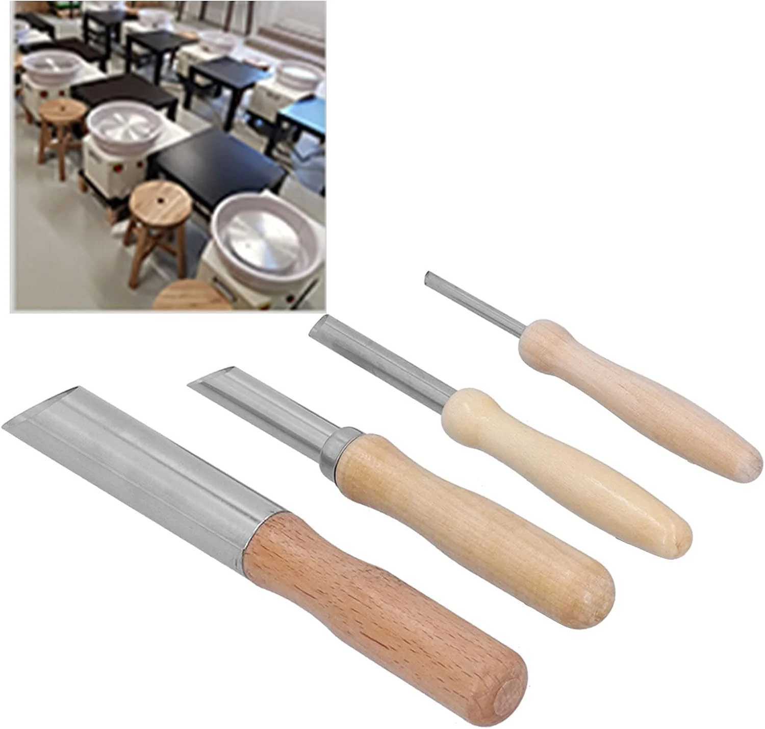 ابزار سفالگری KOSDFOGE، بسته 4 عددی برش دهنده های دایره ای سوراخ خاک رس از جنس استیل ضد زنگ، ابزار سفالگری دسته چوبی برای حفاری و مجسمه سازی، ابزار و لوازم سفالگری. ابزار سفالگری KOSDFOGE، بسته 4 عددی برش دهنده های دایره ای سوراخ خاک رس از جنس استیل ضد زنگ، ابزار سفالگری دسته چوبی برای حفاری و مجسمه سازی، ابزار و لوازم سفالگری.
