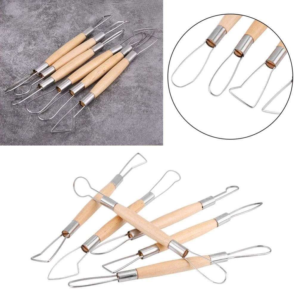 ابزار سفالگری + ابزار روبان دو سر دسته چوبی موم سفالگری مجسمه سازی حکاکی خاک رس مجموعه کاردستی DIY ابزار سفالگری + ابزار روبان دو سر دسته چوبی موم سفالگری مجسمه سازی حکاکی خاک رس مجموعه کاردستی DIY