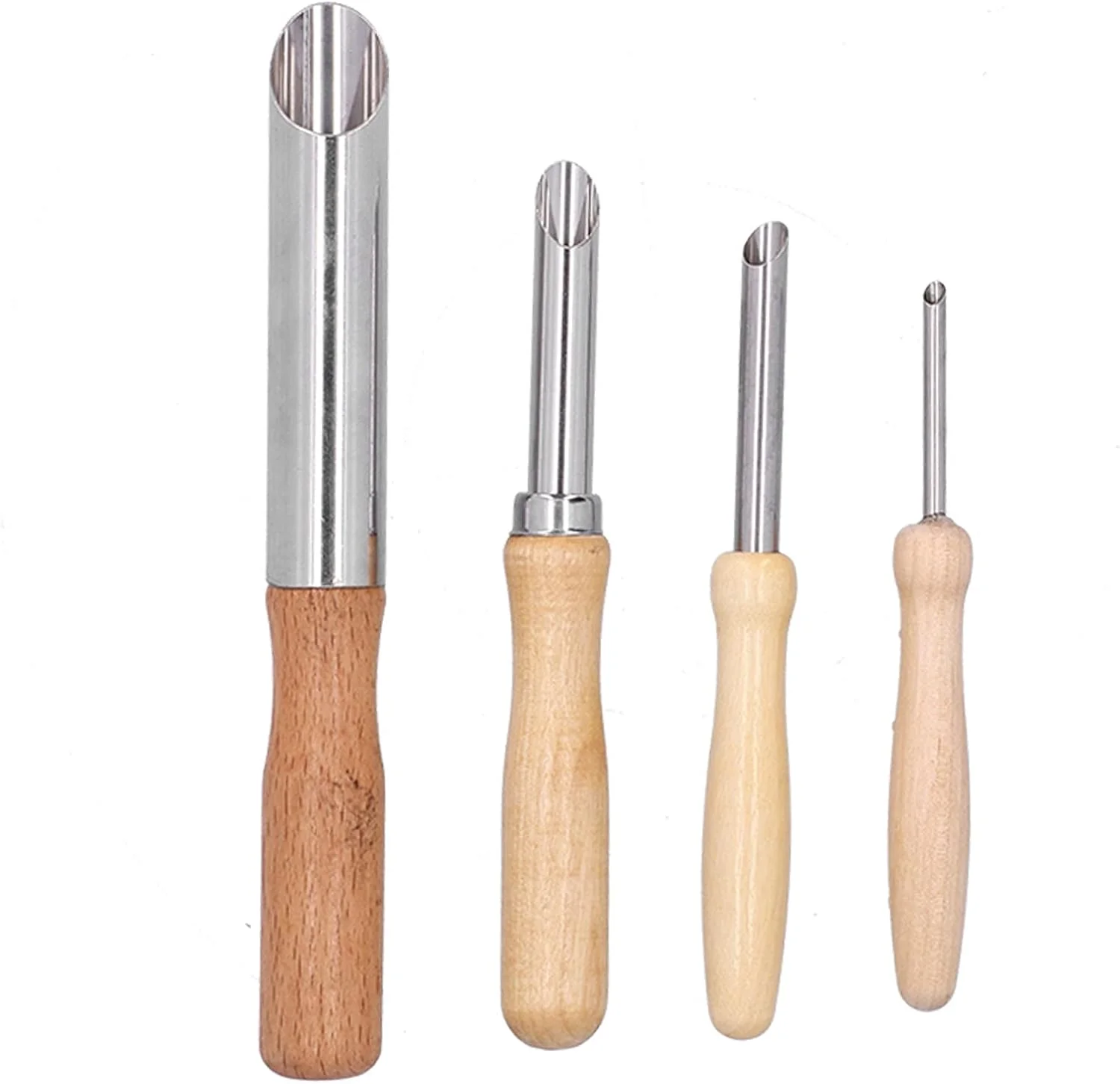 ابزار سفالگری KOSDFOGE، بسته 4 عددی برش دهنده های دایره ای سوراخ خاک رس از جنس استیل ضد زنگ، ابزار سفالگری دسته چوبی برای حفاری و مجسمه سازی، ابزار و لوازم سفالگری. ابزار سفالگری KOSDFOGE، بسته 4 عددی برش دهنده های دایره ای سوراخ خاک رس از جنس استیل ضد زنگ، ابزار سفالگری دسته چوبی برای حفاری و مجسمه سازی، ابزار و لوازم سفالگری.