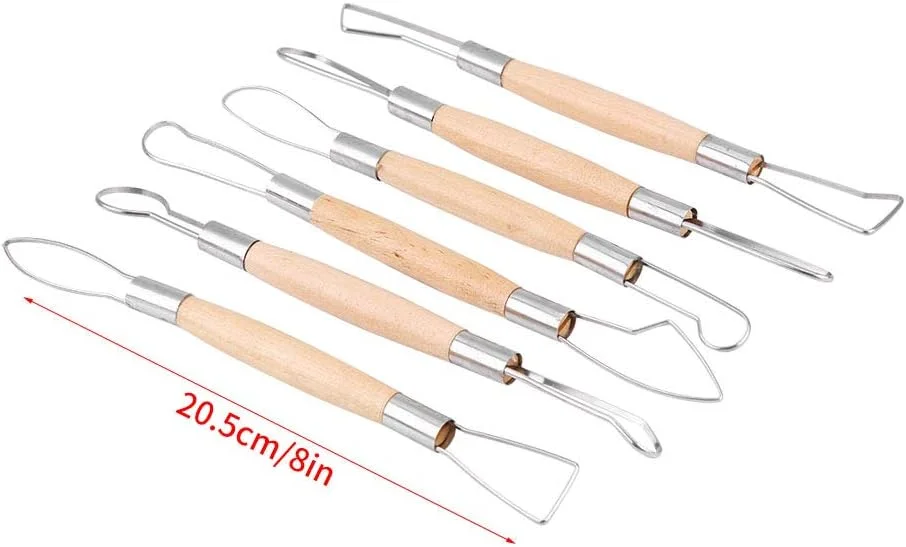 ابزار سفالگری + ابزار روبان دو سر دسته چوبی موم سفالگری مجسمه سازی حکاکی خاک رس مجموعه کاردستی DIY ابزار سفالگری + ابزار روبان دو سر دسته چوبی موم سفالگری مجسمه سازی حکاکی خاک رس مجموعه کاردستی DIY