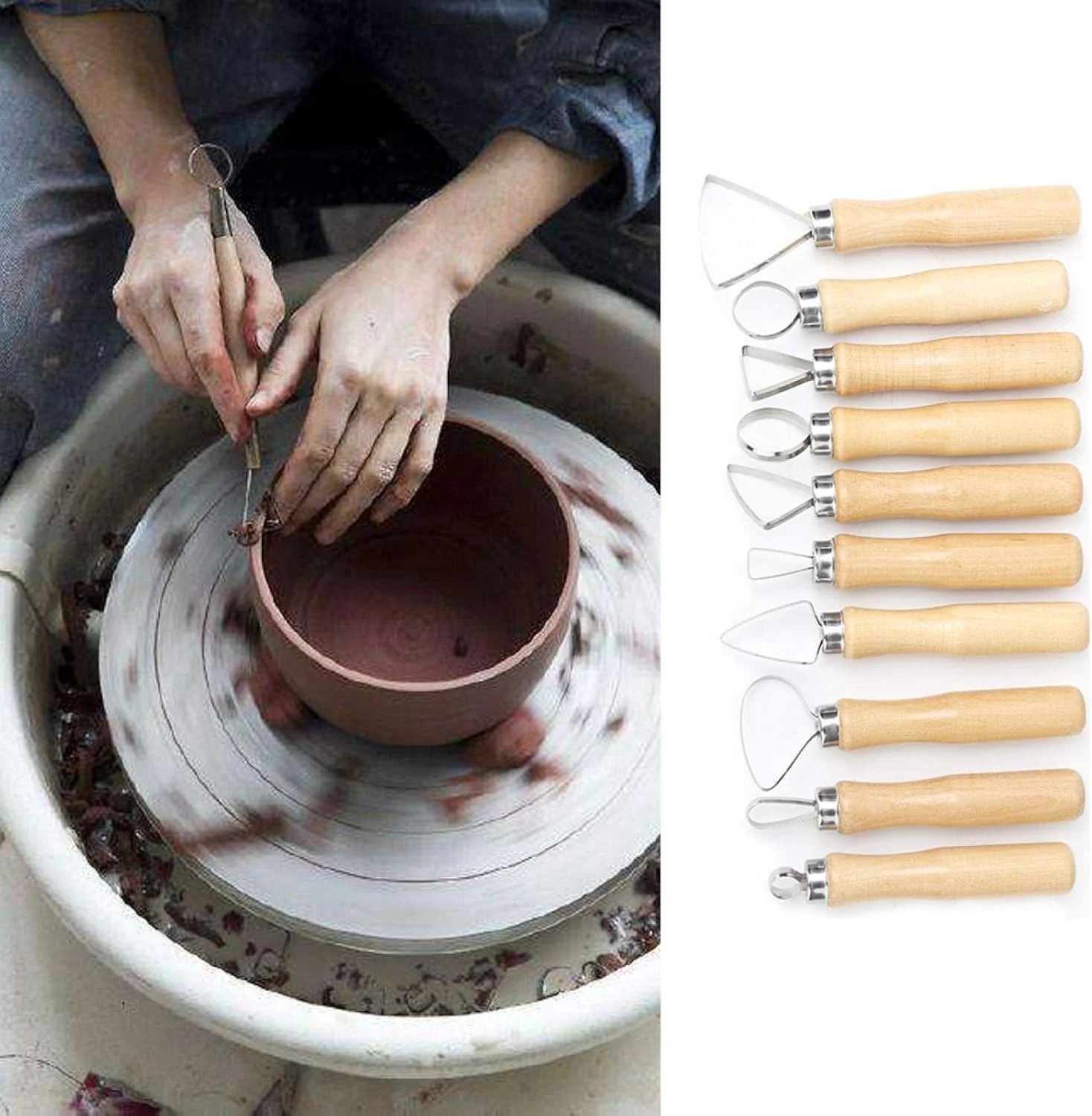 ابزار مجسمه سازی سفالی DJGvgtf، ابزار صنایع دستی سفالگری، برای برش، شکل دادن برای مجسمه سازان ابزار مجسمه سازی سفالی DJGvgtf، ابزار صنایع دستی سفالگری، برای برش، شکل دادن برای مجسمه سازان