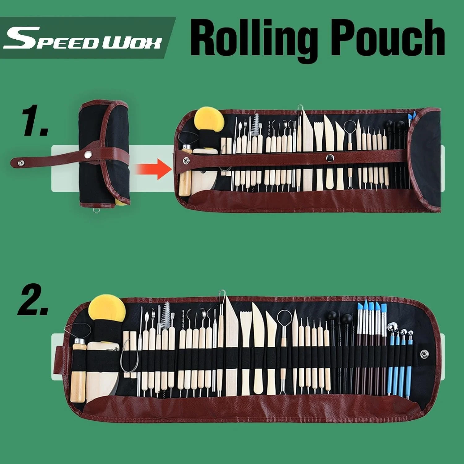 مجموعه ابزار مدل سازی خاک رس SPEEDWOX، مجموعه ابزار حکاکی خاک رس سرامیکی دو طرفه با کیف حمل برای سفالگری، صنایع دستی، طراحی، نقطه گذاری، حکاکی، پخت، مدل سازی، شکل دهی، 43 قطعه