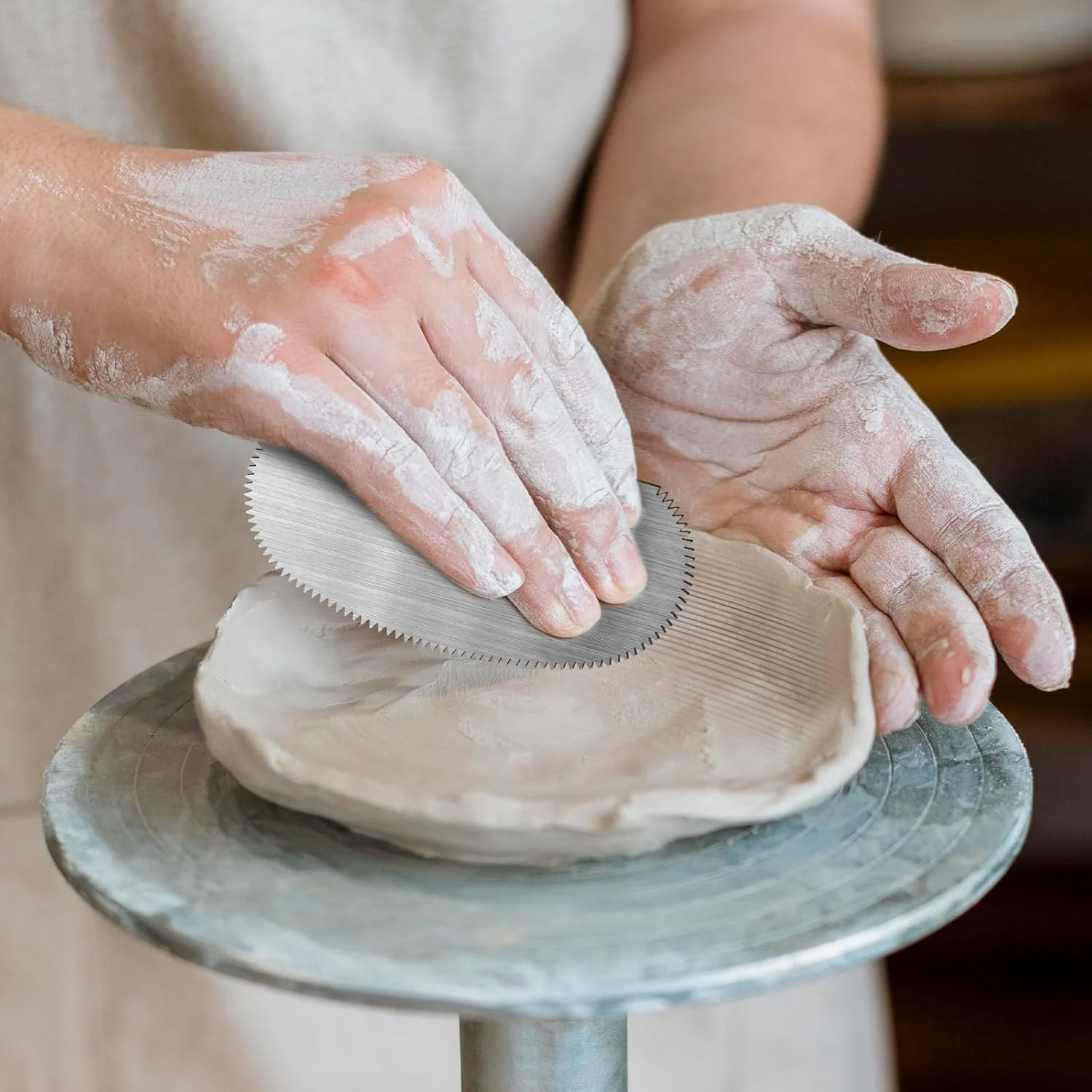 ست 3 عددی ابزار سفالگری استیل ضد زنگ، کاردک، کاردک دندانه دار، ابزار دنده ای دندانه دار برای سفالگری، کاردک دندانه دار استیل، کیت ابزار مجسمه سازی سفالی سرامیکی برای مدل سازی بافت