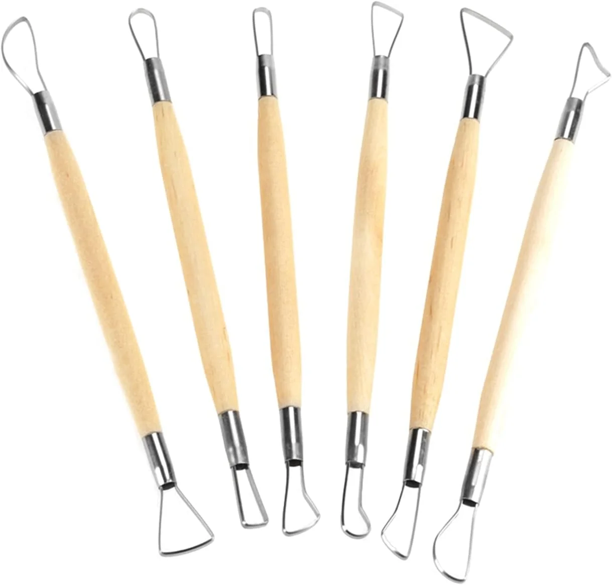 ست 6 عددی ابزار سفالی سرامیکی سبک وزن، ابزار سفالگری توس نفیس، برای مجسمه سازی موم و حکاکی سرامیک