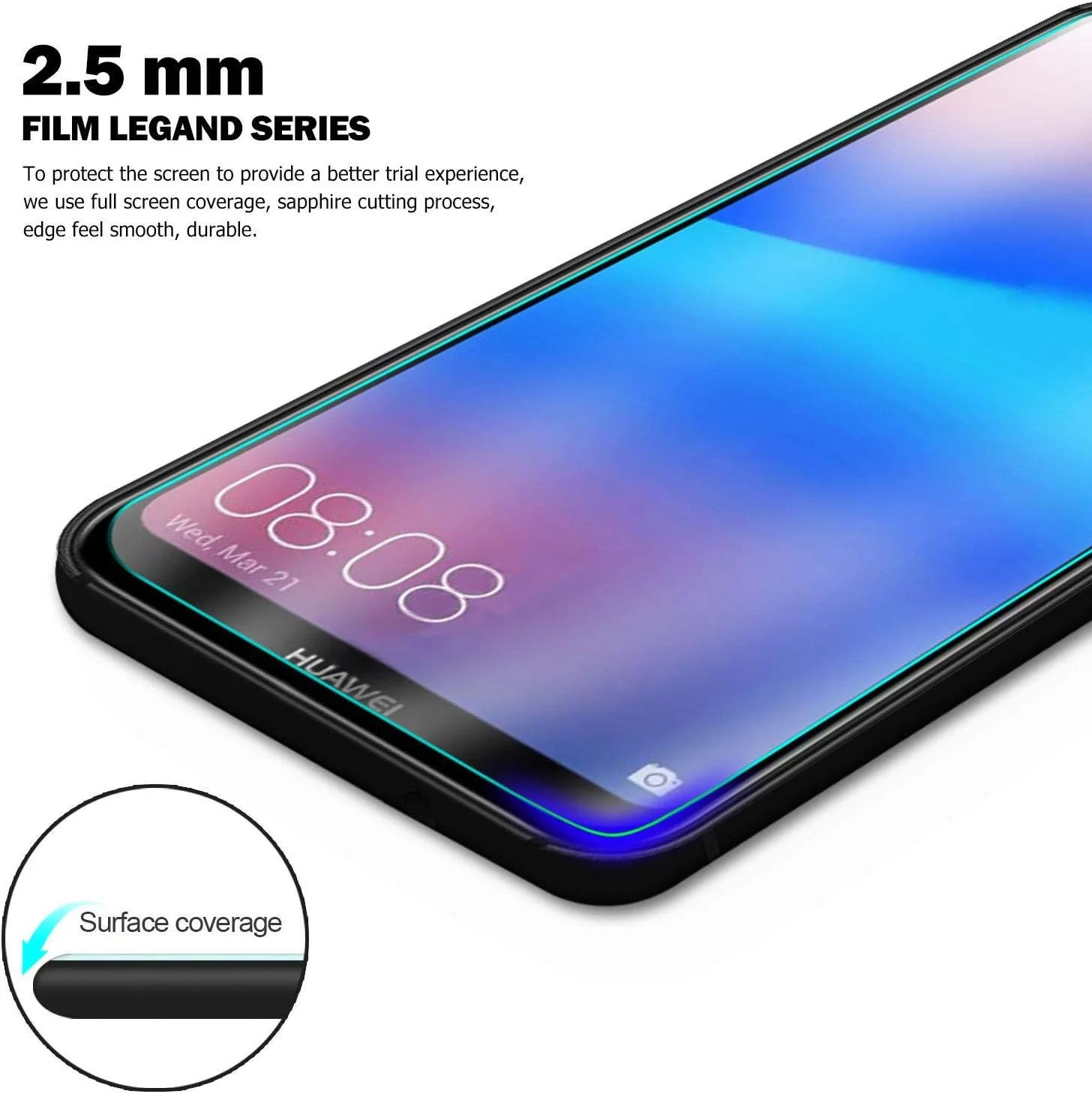 محافظ صفحه نمایش شیشه ای حرارت دیده ضد انفجار هوآوی نوا 3E، شفاف