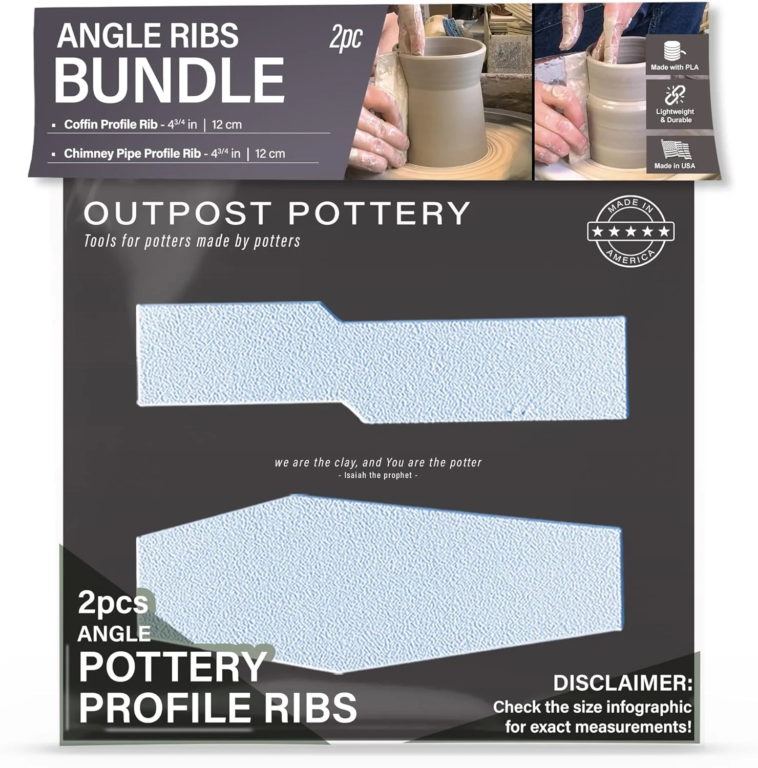 ابزارهای شکل دهی سفالگری OUTPOST POTTERY - ساخته شده با PLA، ابزارهای پرداخت سفالگری، اشکال یکنواخت، طراحی شناور، ابزارهای سرامیکی برای سفالگری - ابزار شکل دهی برای ساخت دقیق (Imperial&Straight Shooter)