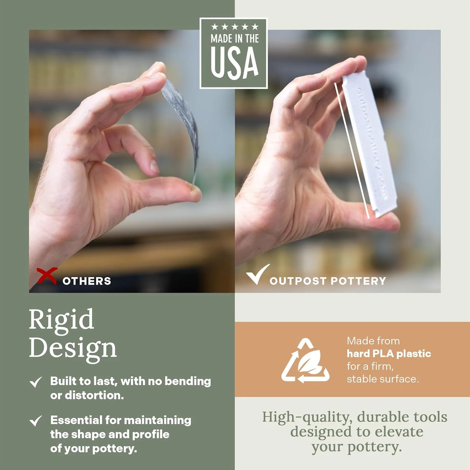 ابزارهای شکل دهی سفالگری OUTPOST POTTERY - ساخته شده با PLA، ابزارهای پرداخت سفالگری، اشکال یکنواخت، طراحی شناور، ابزارهای سرامیکی برای سفالگری - ابزار شکل دهی برای ساخت دقیق (Imperial&Straight Shooter)