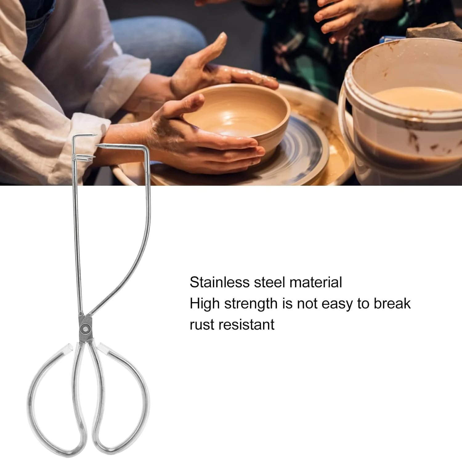 انبر فرو بردن سفال BusoTh از جنس استیل ضد زنگ، ابزار سفالگری، انبر فرو بردن مجسمه سازی خاک رس، ابزار کوره مبلمان برای هنرمندان سفالگری، انبر لعاب سفال پلیمری سرامیکی