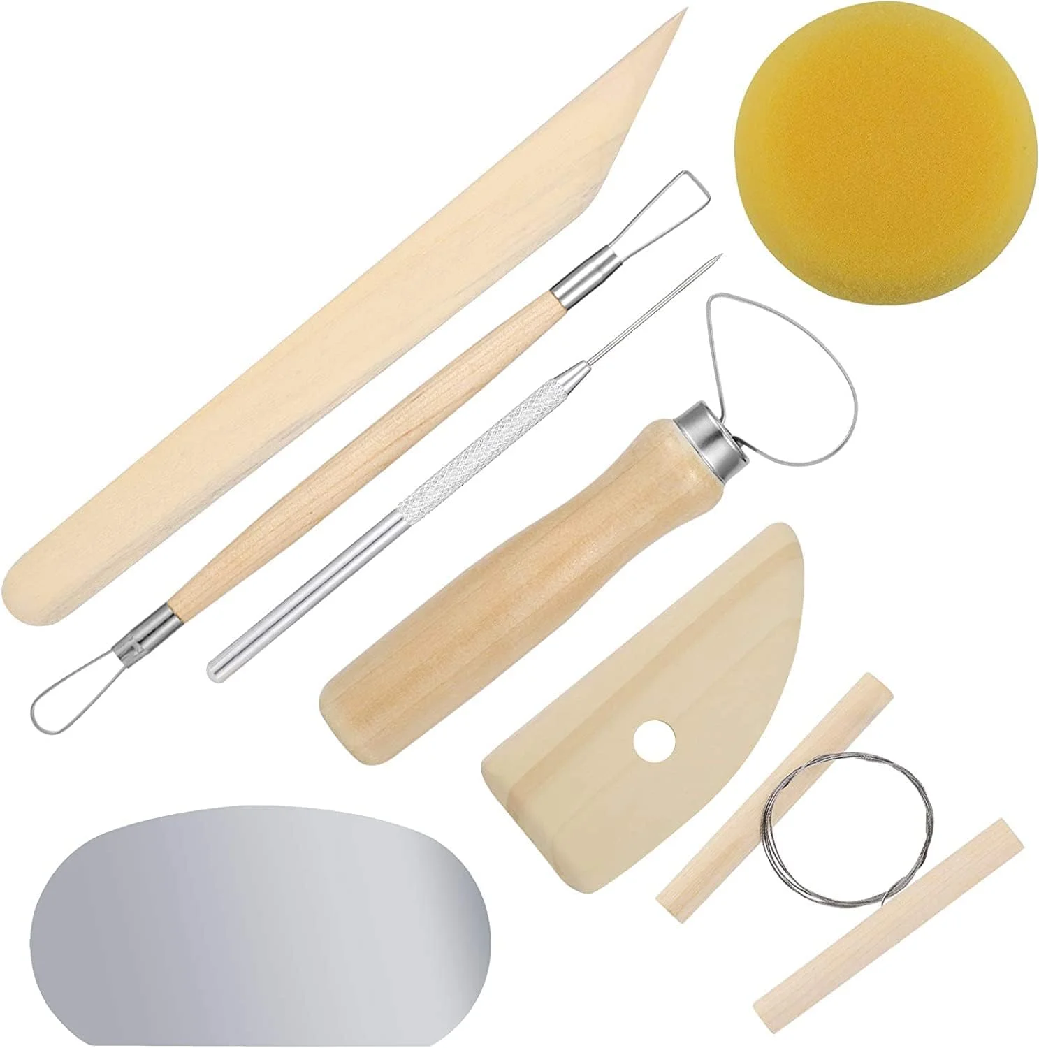 مجموعه 8 عددی ابزار مجسمه سازی سفال Shiwaki، مجموعه کامل ابزار مدل سازی خاک رس سفالی چوبی و فلزی، ابزار خاک رس سرامیکی برای سفالگری، طراحی مجسمه سرامیک برای مبتدیان مجموعه 8 عددی ابزار مجسمه سازی سفال Shiwaki، مجموعه کامل ابزار مدل سازی خاک رس سفالی چوبی و فلزی، ابزار خاک رس سرامیکی برای سفالگری، طراحی مجسمه سرامیک برای مبتدیان