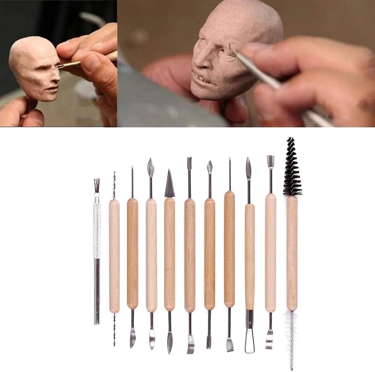 ابزار مدل سازی خمیر رسی XYJPCC، مجموعه 11 عددی ابزار مجسمه سازی خاک رس، مجموعه ابزار حکاکی سفالگری چوبی برای شکل دهنده ها و مدل سازی برجسته سازی هنر ابزارهای سفالگری DIY ابزار مدل سازی خمیر رسی XYJPCC، مجموعه 11 عددی ابزار مجسمه سازی خاک رس، مجموعه ابزار حکاکی سفالگری چوبی برای شکل دهنده ها و مدل سازی برجسته سازی هنر ابزارهای سفالگری DIY