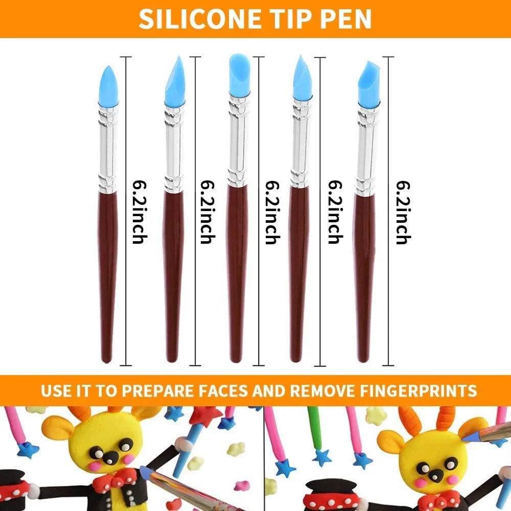 مجموعه ابزار خمیر پلیمری XYJPCC، مجموعه 24 عددی ابزار مدل سازی خمیر، قلم توپ فلزی، ابزار نقطه گذاری، ابزار مجسمه سازی سفالی چوبی برای نقاشی روی سنگ، مدل سازی و نقش برجسته خمیر سفالی