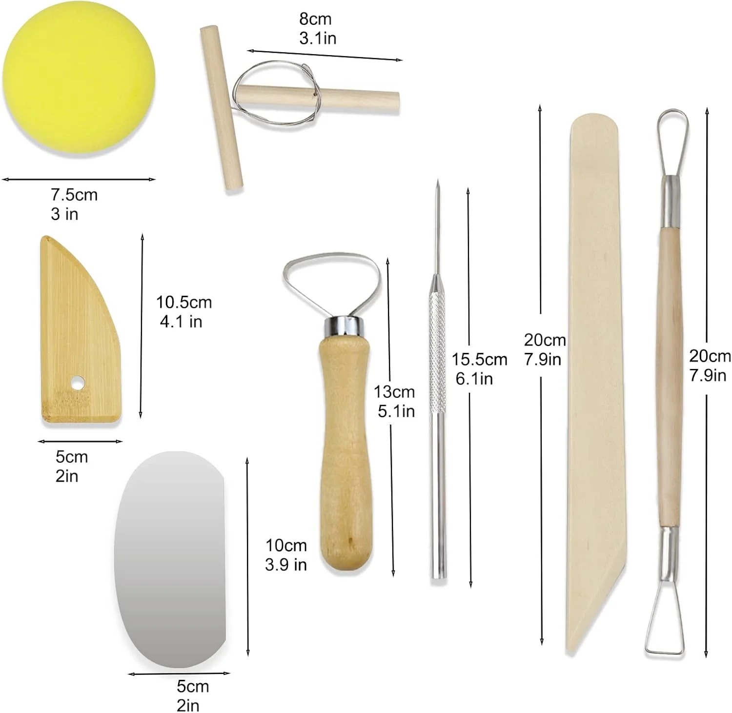 مجموعه 8 عددی ابزار سفالگری XIANGLONGY، ابزار гли رس، ابزار سفالگری، ابزار مجسمه سازی، ابزار مدل سازی، ابزار гли رس پلیمری برای بزرگسالان، به همراه کیف نگهداری، مناسب برای حکاکی، برجسته سازی و شکل دهی.