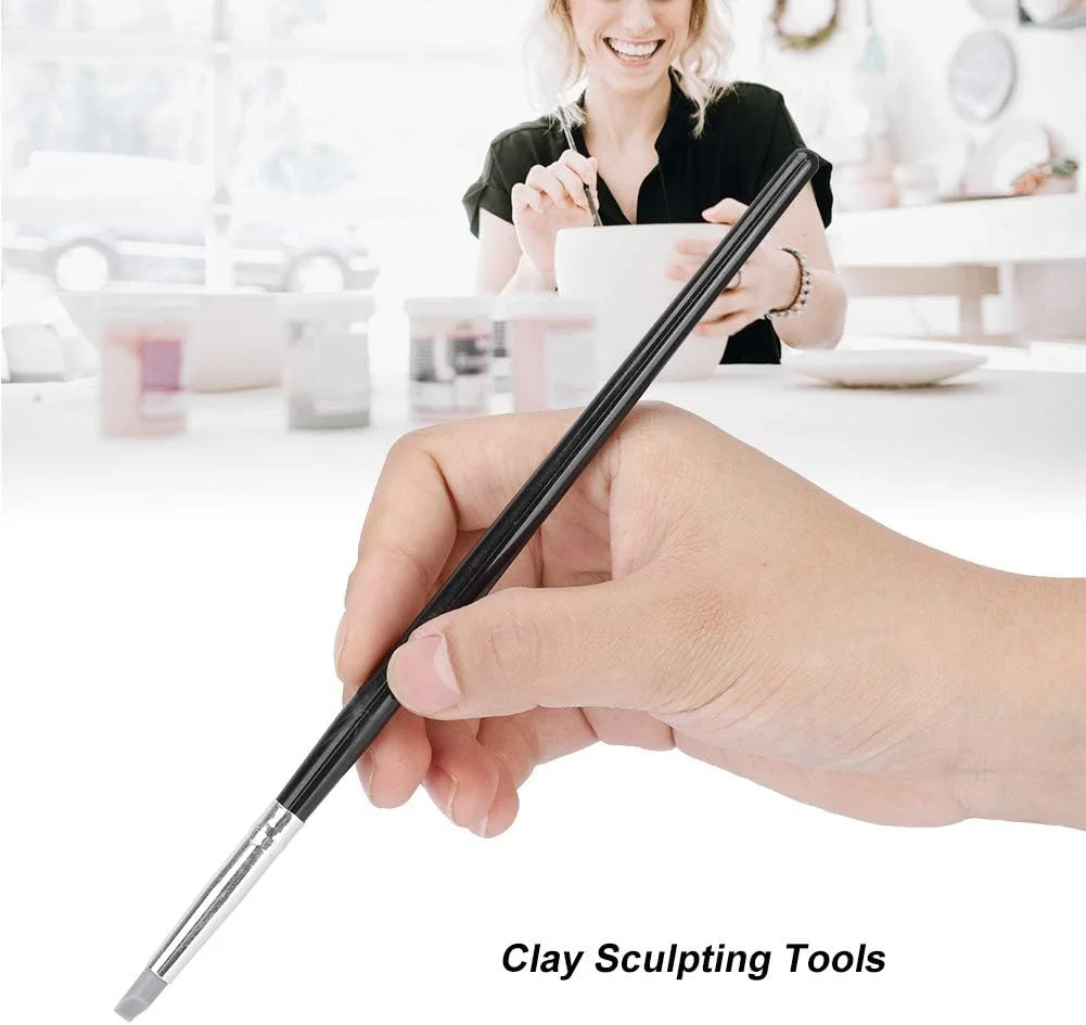 ست 5 عددی ابزار مجسمه سازی خاک رس، ابزار مجسمه سازی خاک رس با سر سیلیکونی، لوازم جانبی شکل دهنده