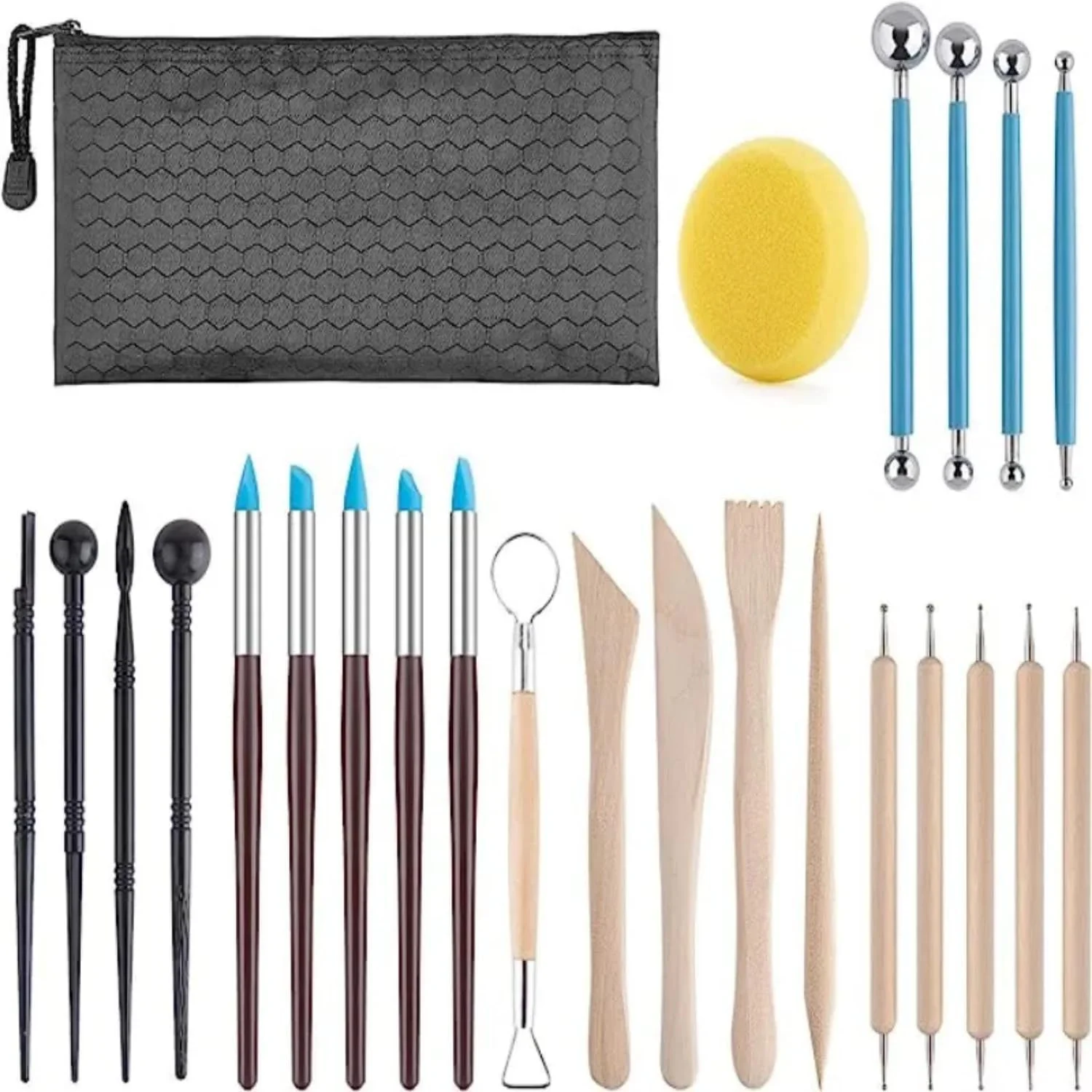 25 Pcs Ball Stylus Tools Dotting Sculpting Modeling Tools Clay Ceramics Pottery Carving Modelling Tool Embossing Sculpting Set